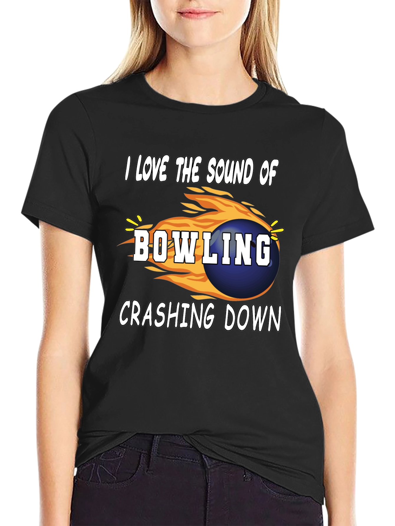 Black Bowling Lover Graphic T-Shirt view 2