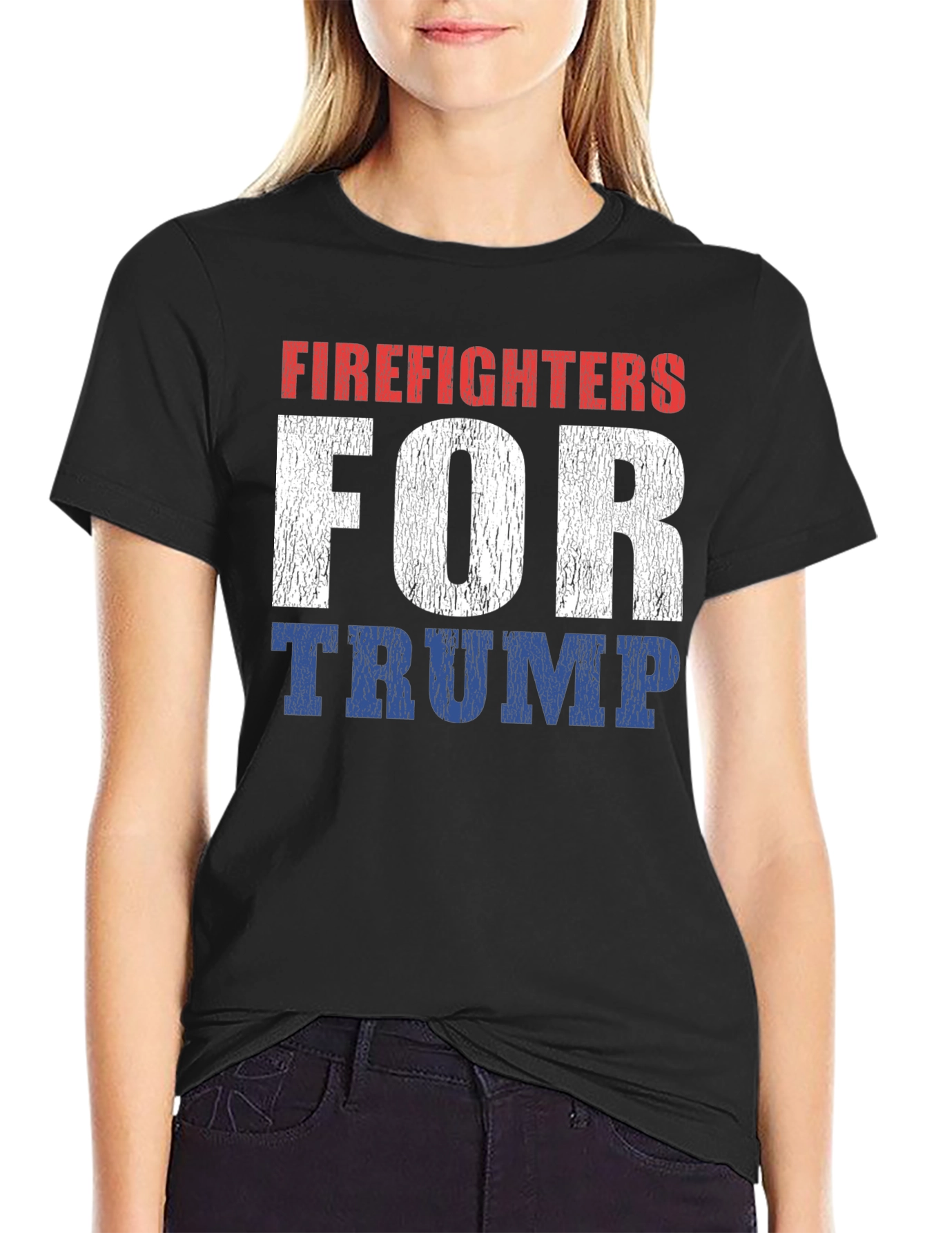 Black Firefighters For Trump Graphic T-Shirt view 2