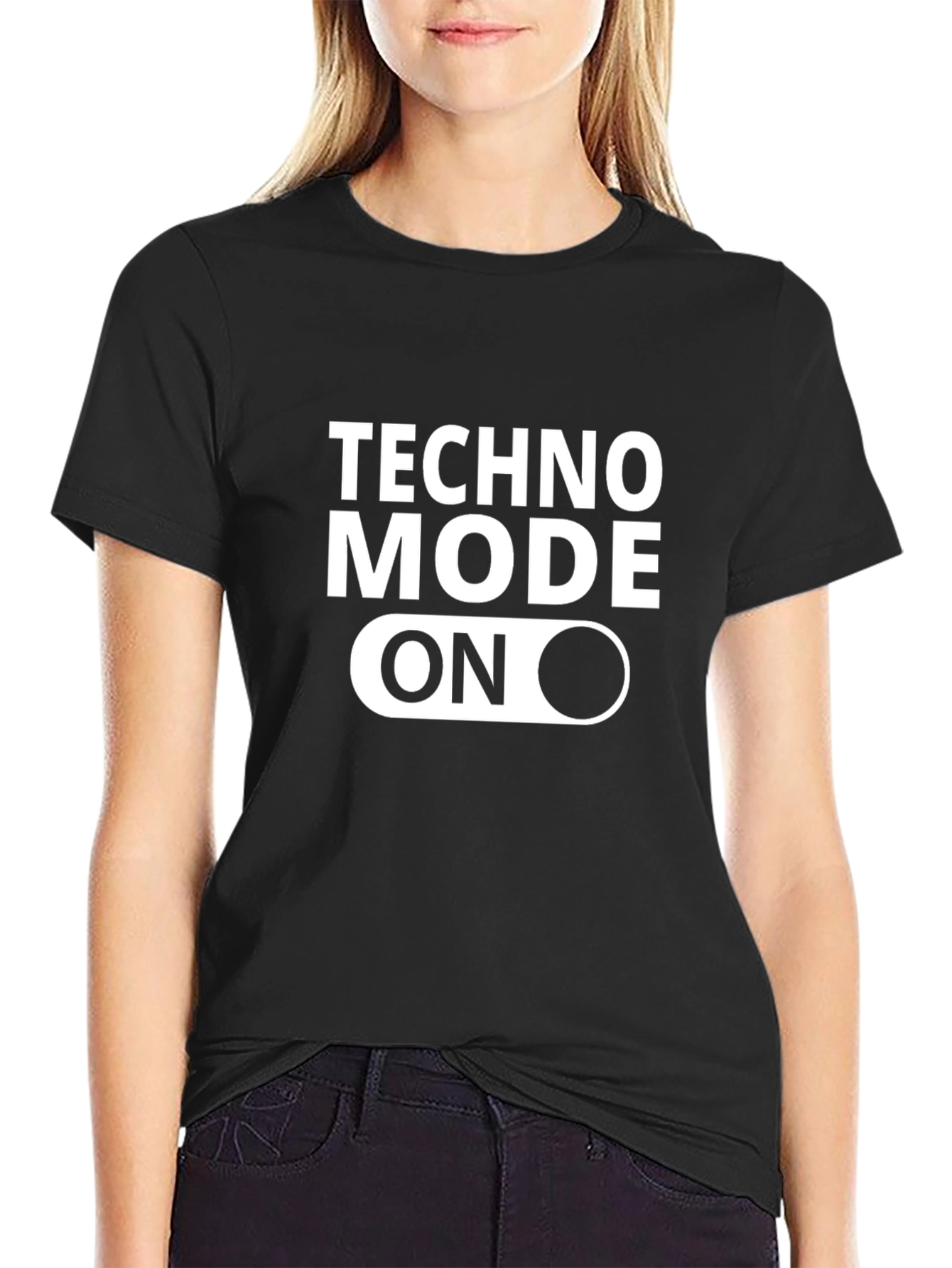 Black Techno Mode On Black Graphic T-Shirt view 2
