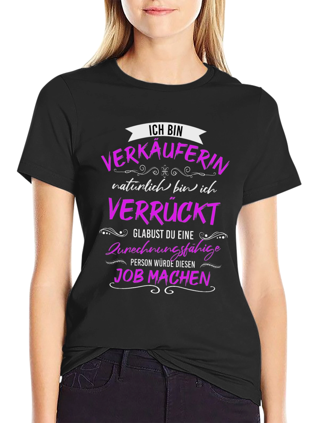 Black Funny "Verkäuferin" T-Shirt - Saleswoman Gift Idea view 2