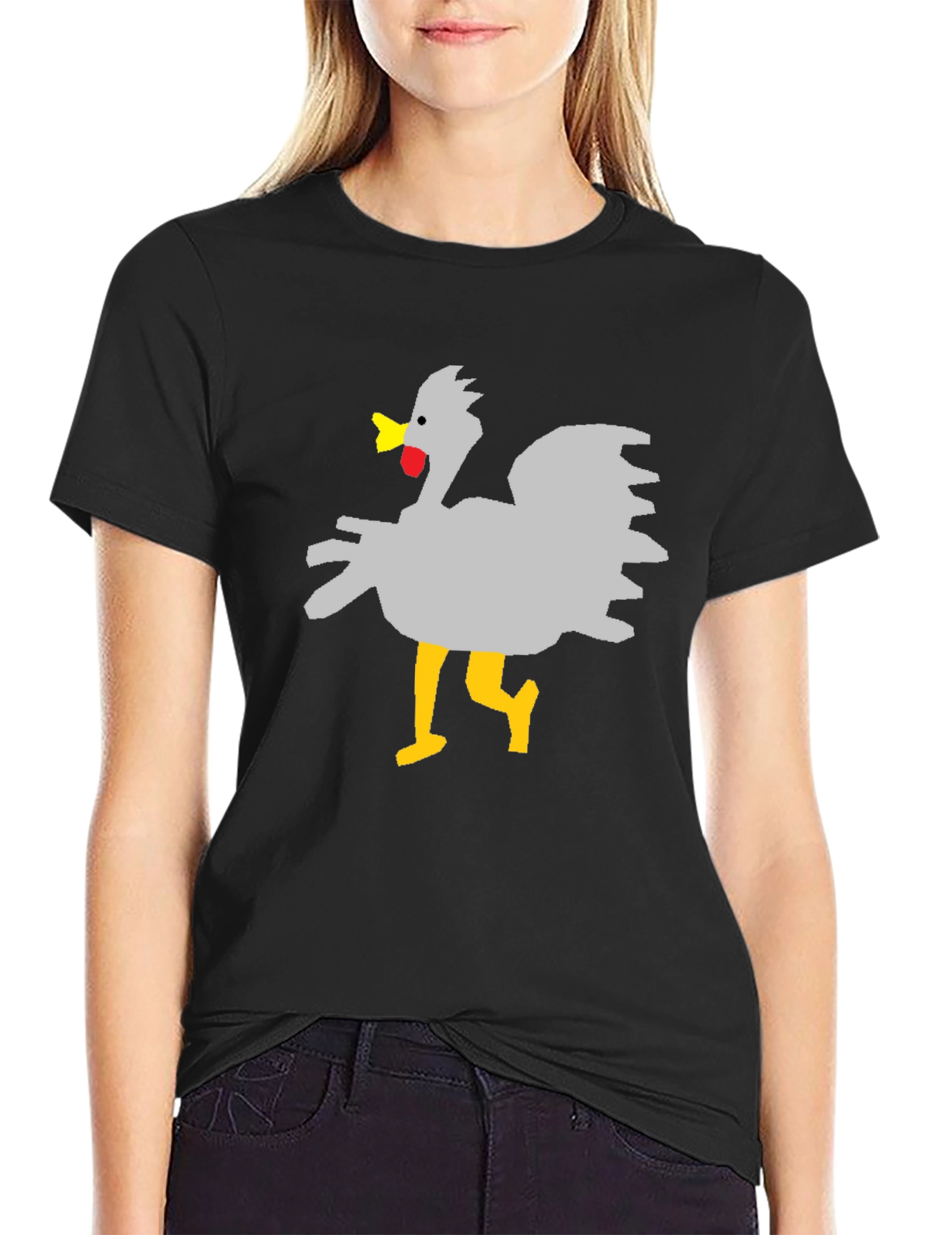 Black Funny Chicken Graphic T-Shirt - Unisex Black Tee view 2