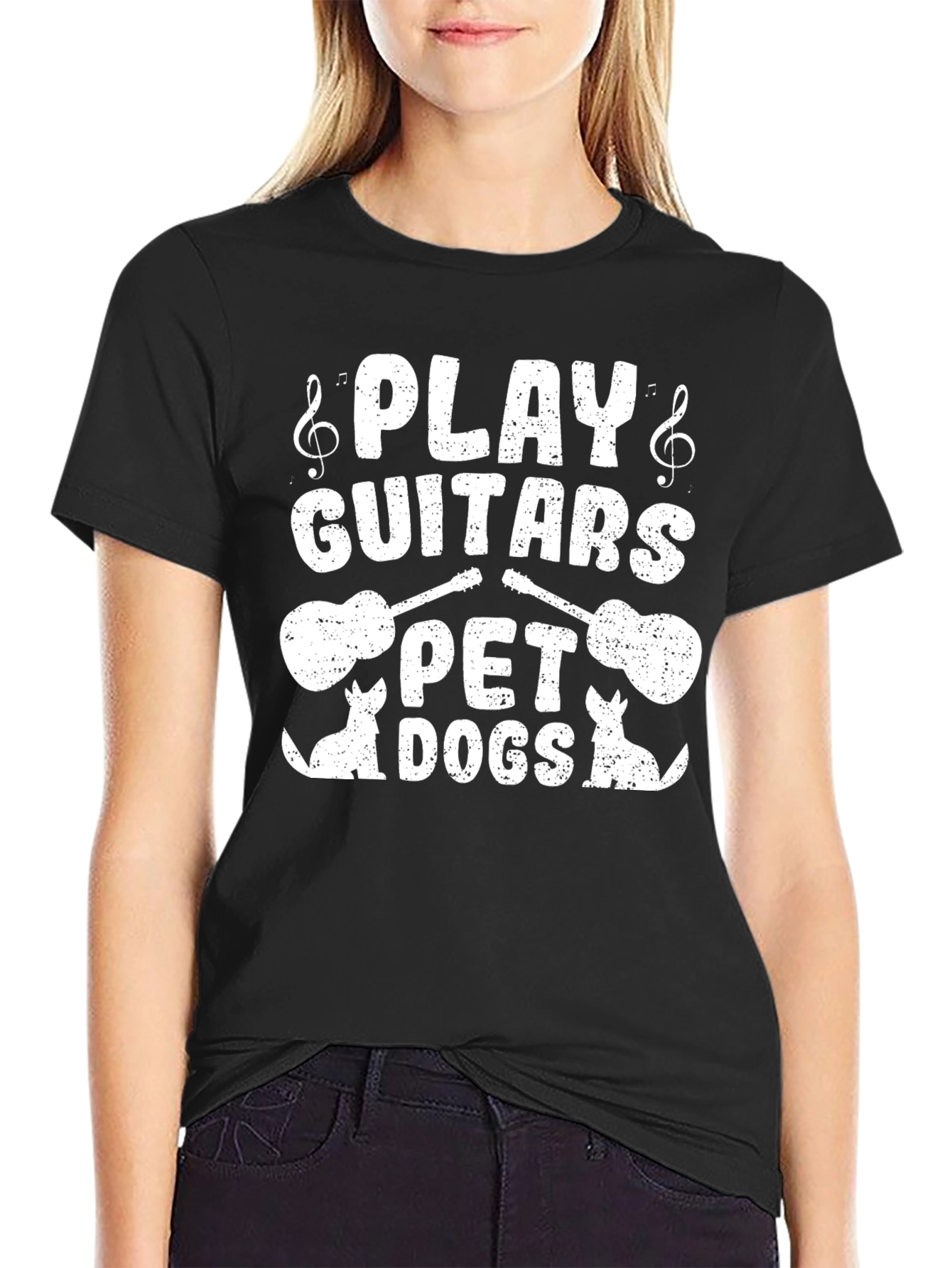Black Play Guitars Pet Dogs T-Shirt view 2