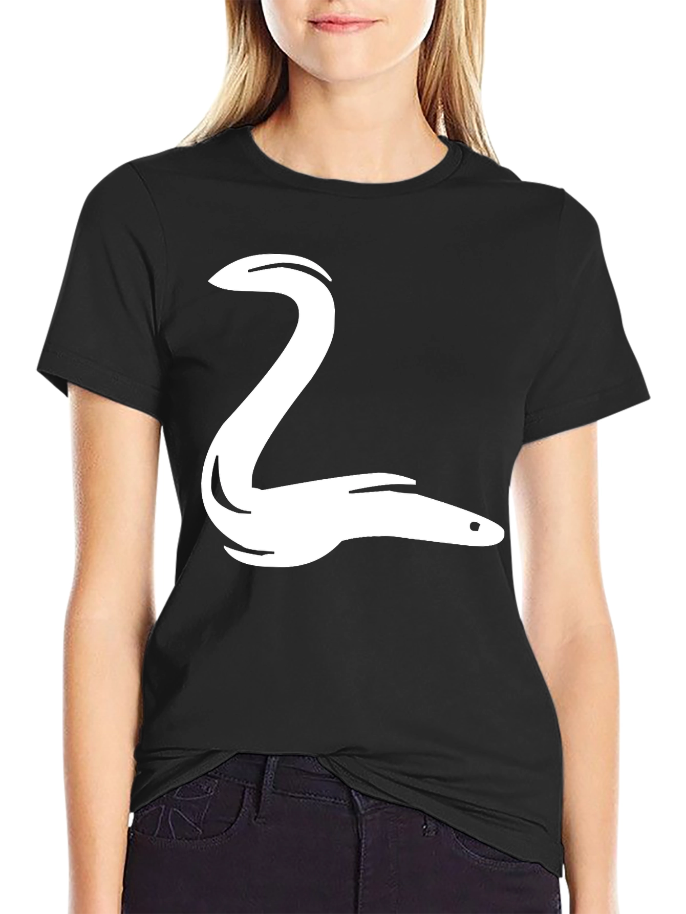 Black Eel Graphic Tee - Black Cotton T-Shirt view 2