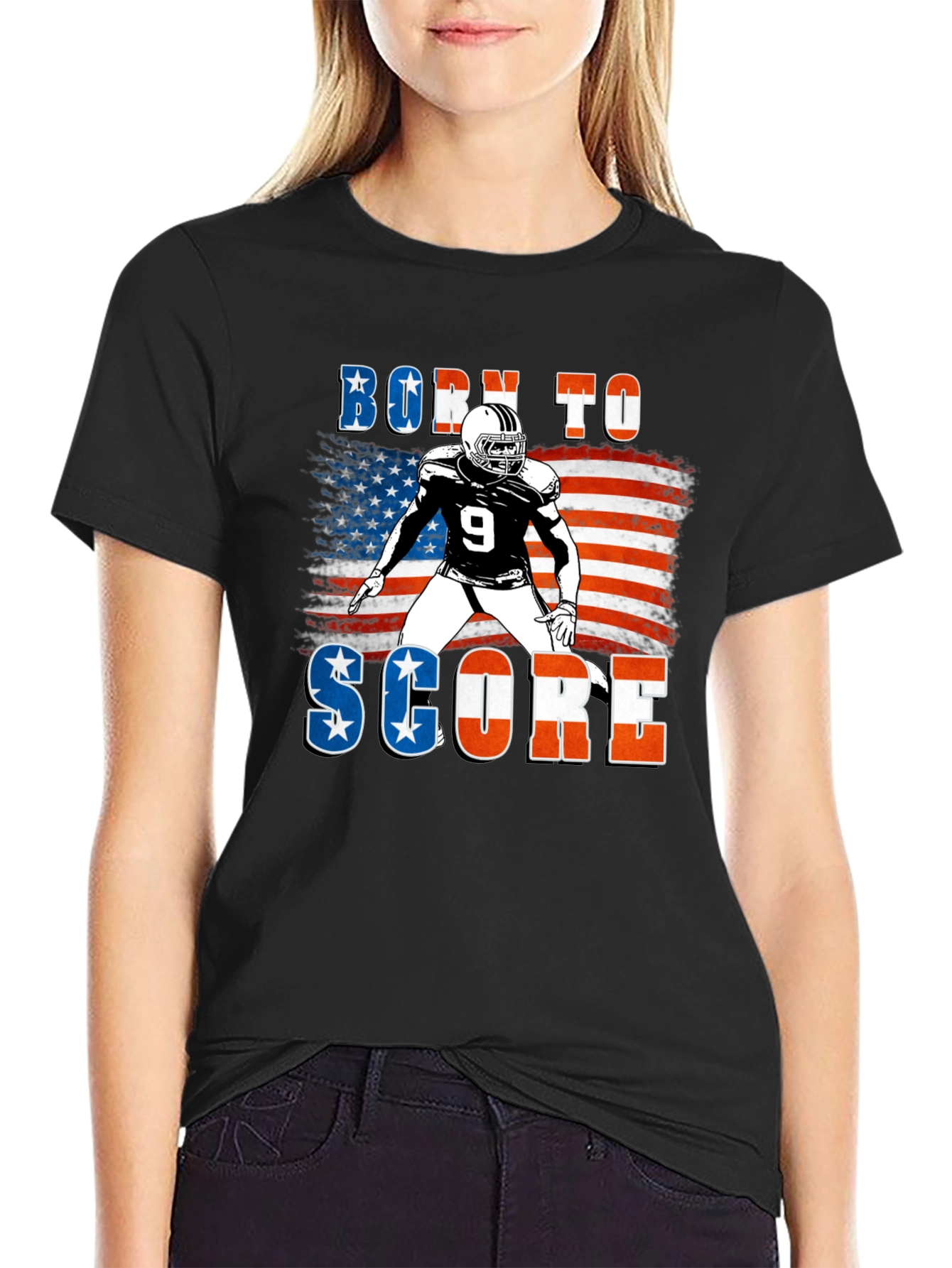 Black Born To Score Football Graphic Tee view 2