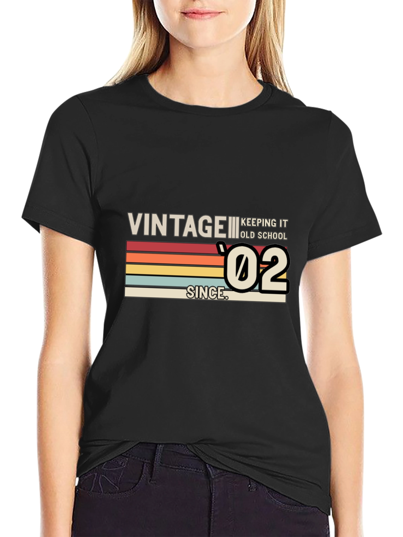 Black Vintage Style '02 Graphic T-Shirt view 2