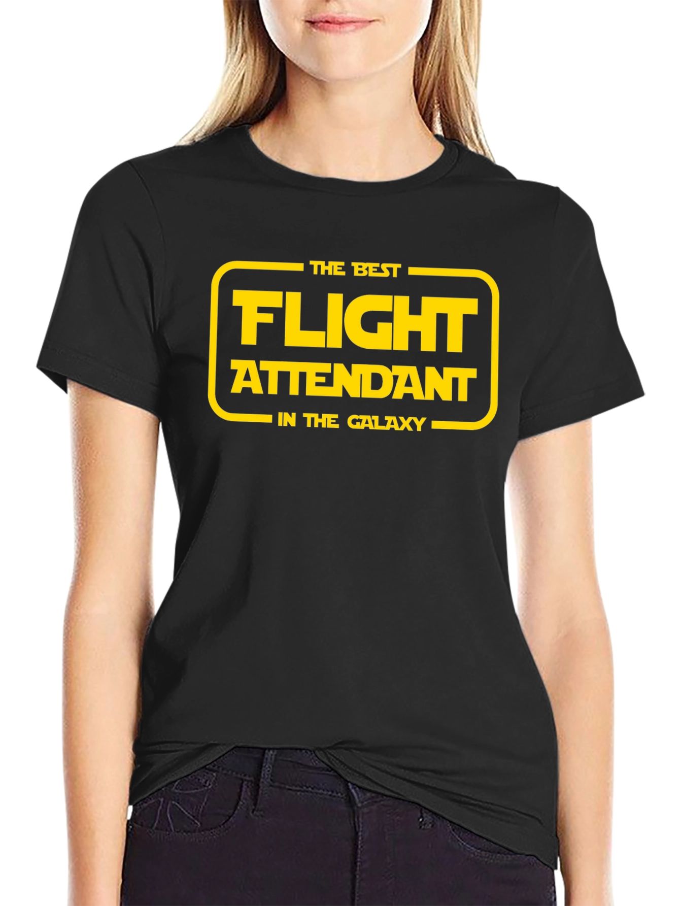 Black Best Flight Attendant Galaxy T-Shirt view 2