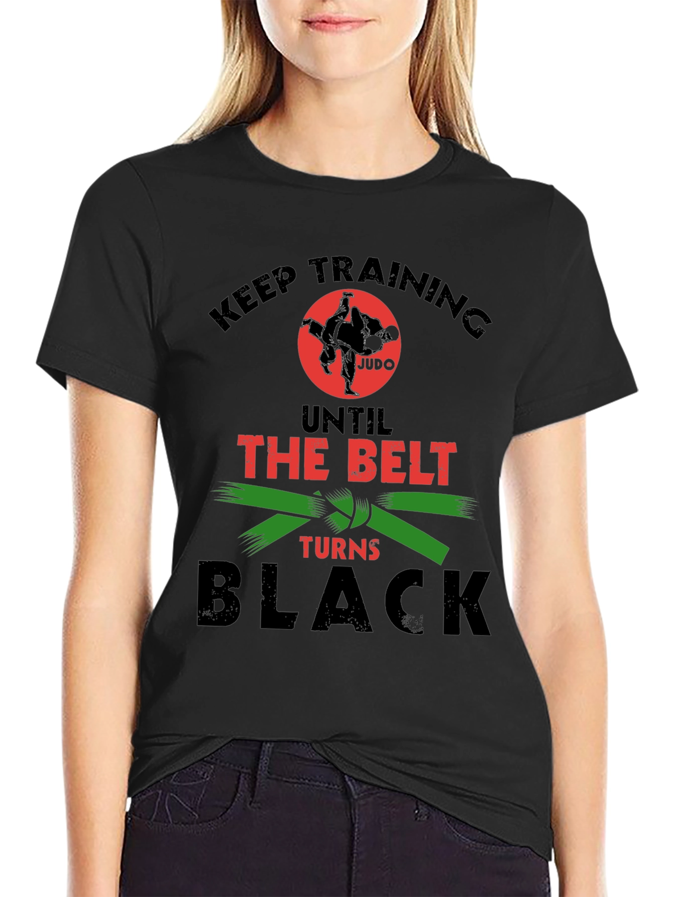 Black Judo Training T-Shirt: Keep Training Until The Belt Turns Black view 2