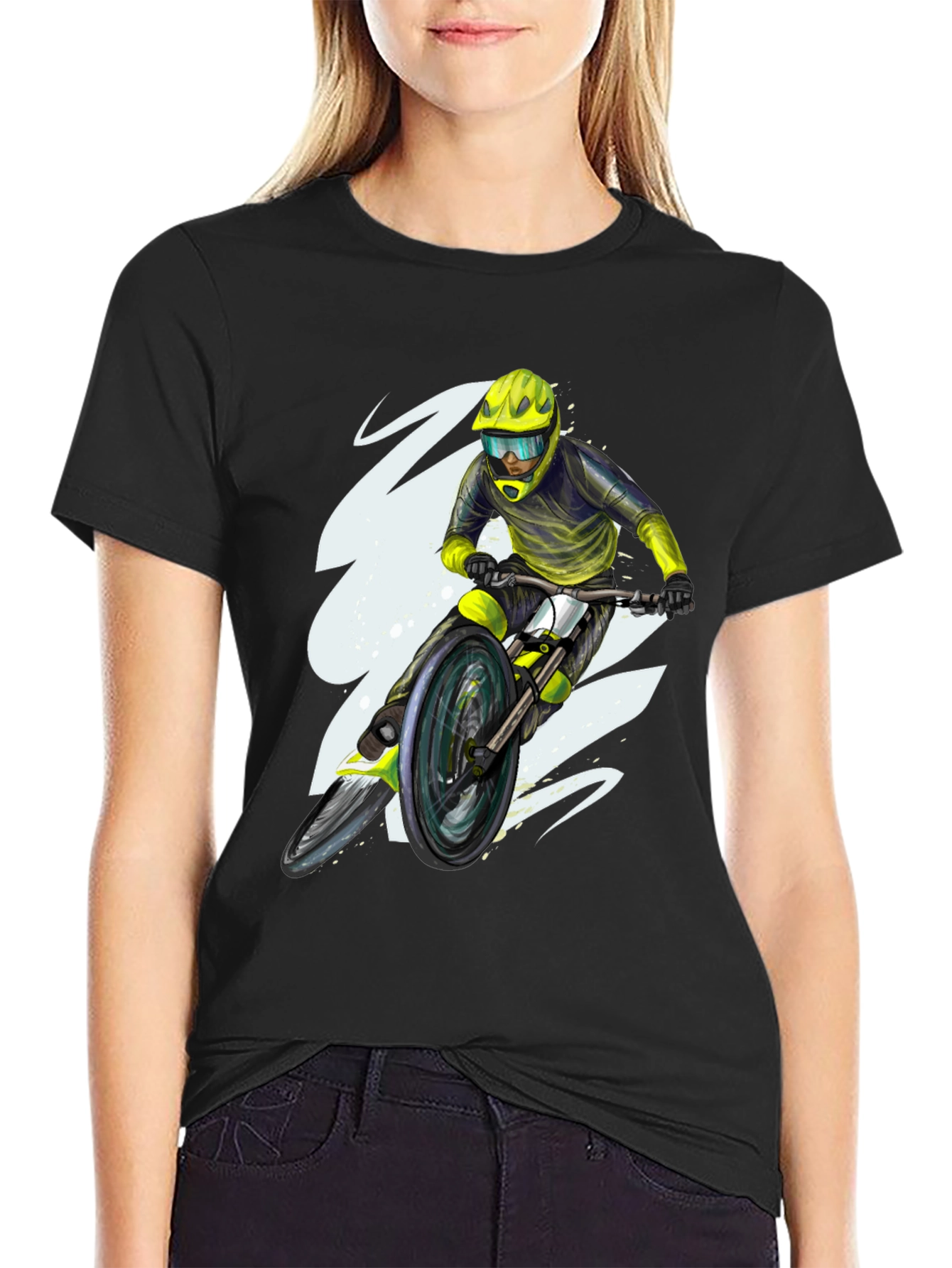 Black Mountain Bike Rider Graphic Tee - Black view 2