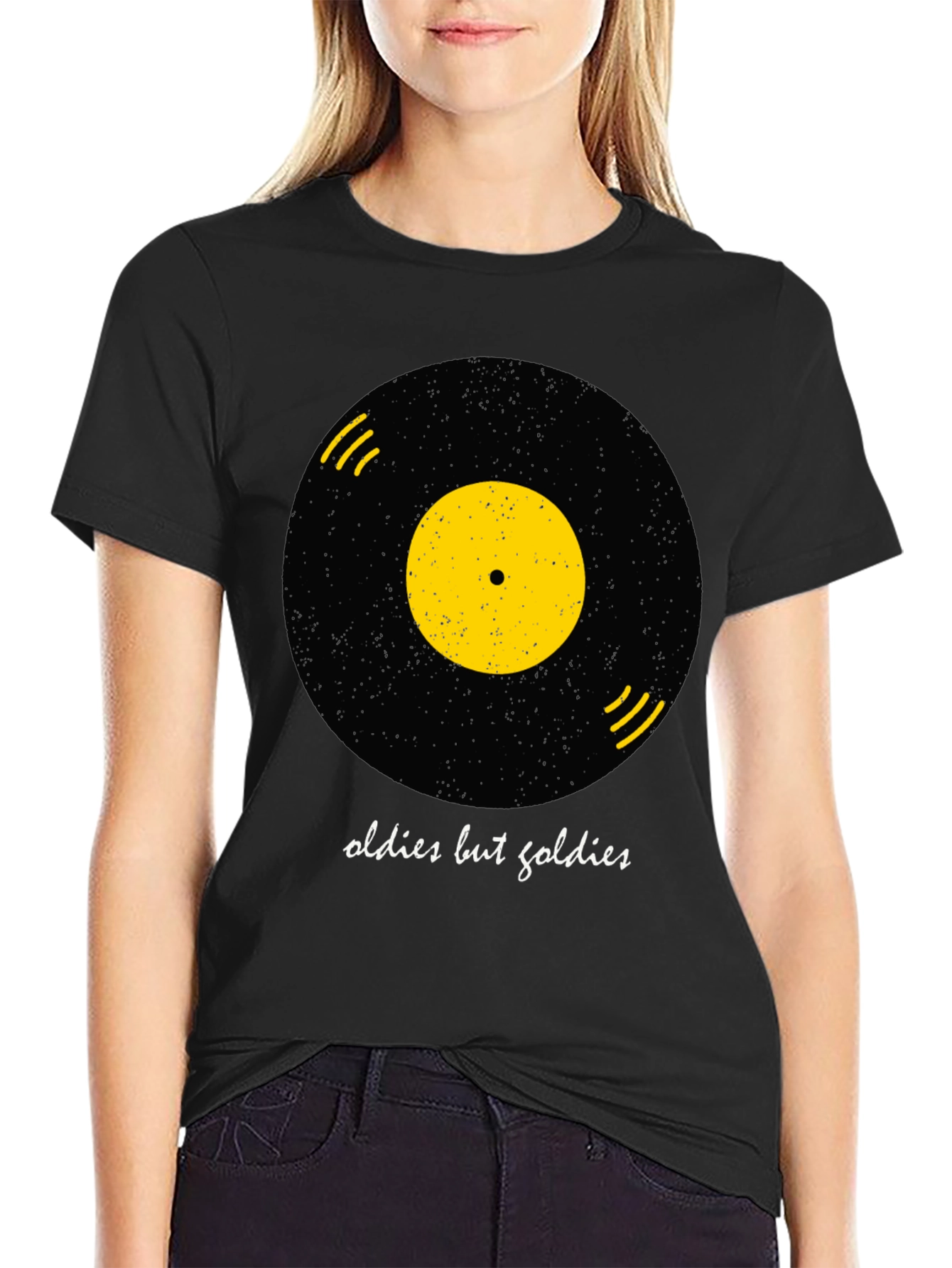 Black Oldies but Soldiers Graphic Tee - Vintage Vinyl Record Design view 2