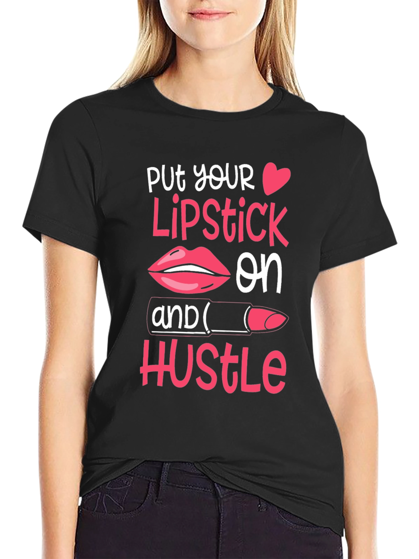 Black Put Your Lipstick On T-Shirt view 2