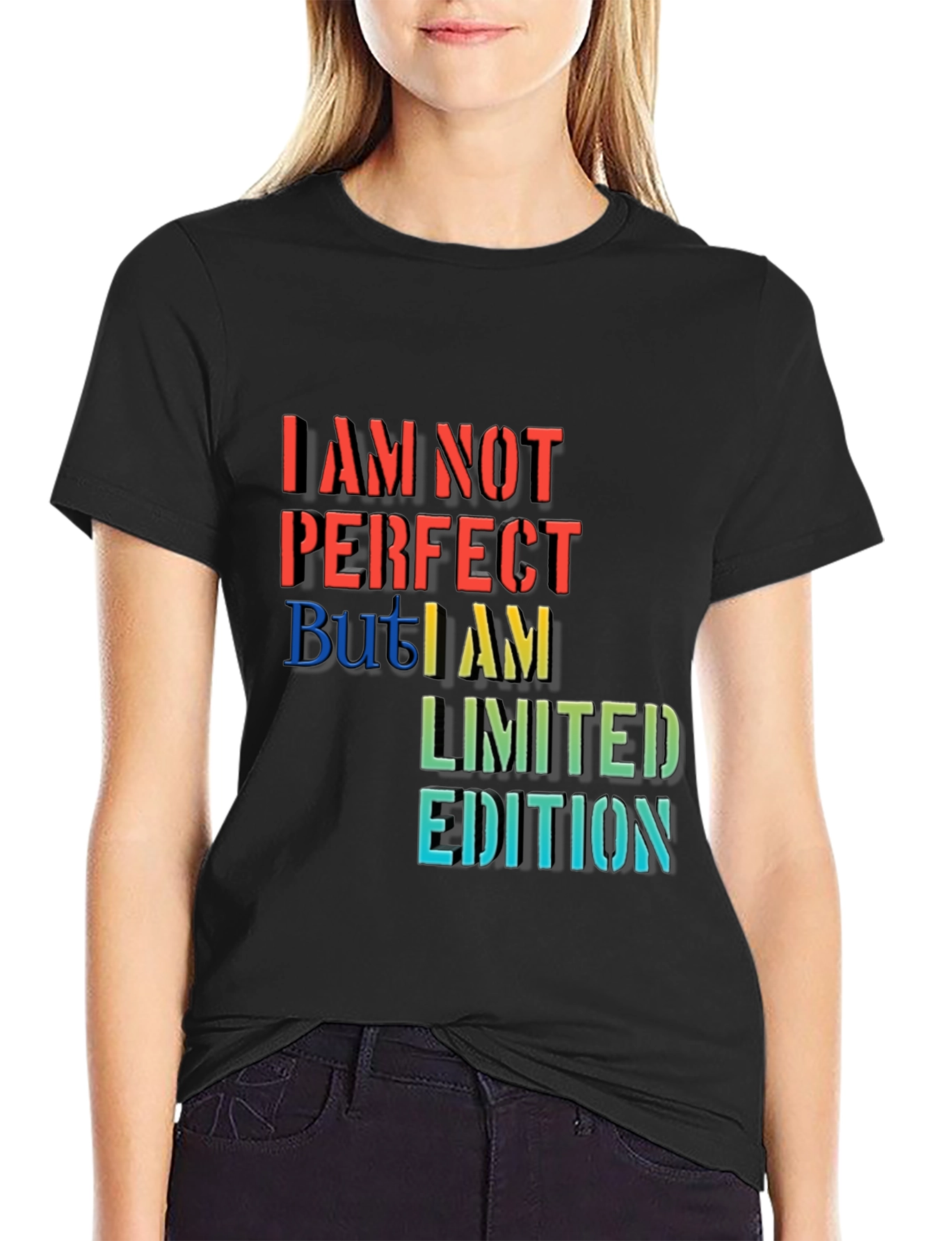 Black Limited Edition Graphic Tee - I AM NOT PERFECT view 2