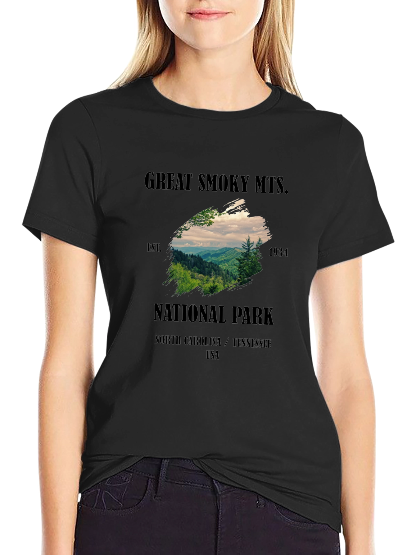 Black Great Smoky Mountains National Park T-Shirt view 2