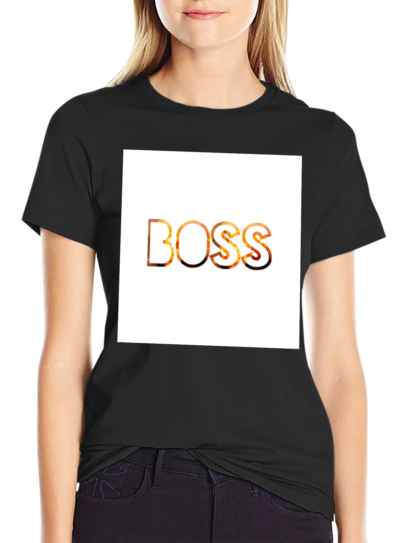 Black Boss Graphic Tee - Modern Men's Black T-Shirt view 2