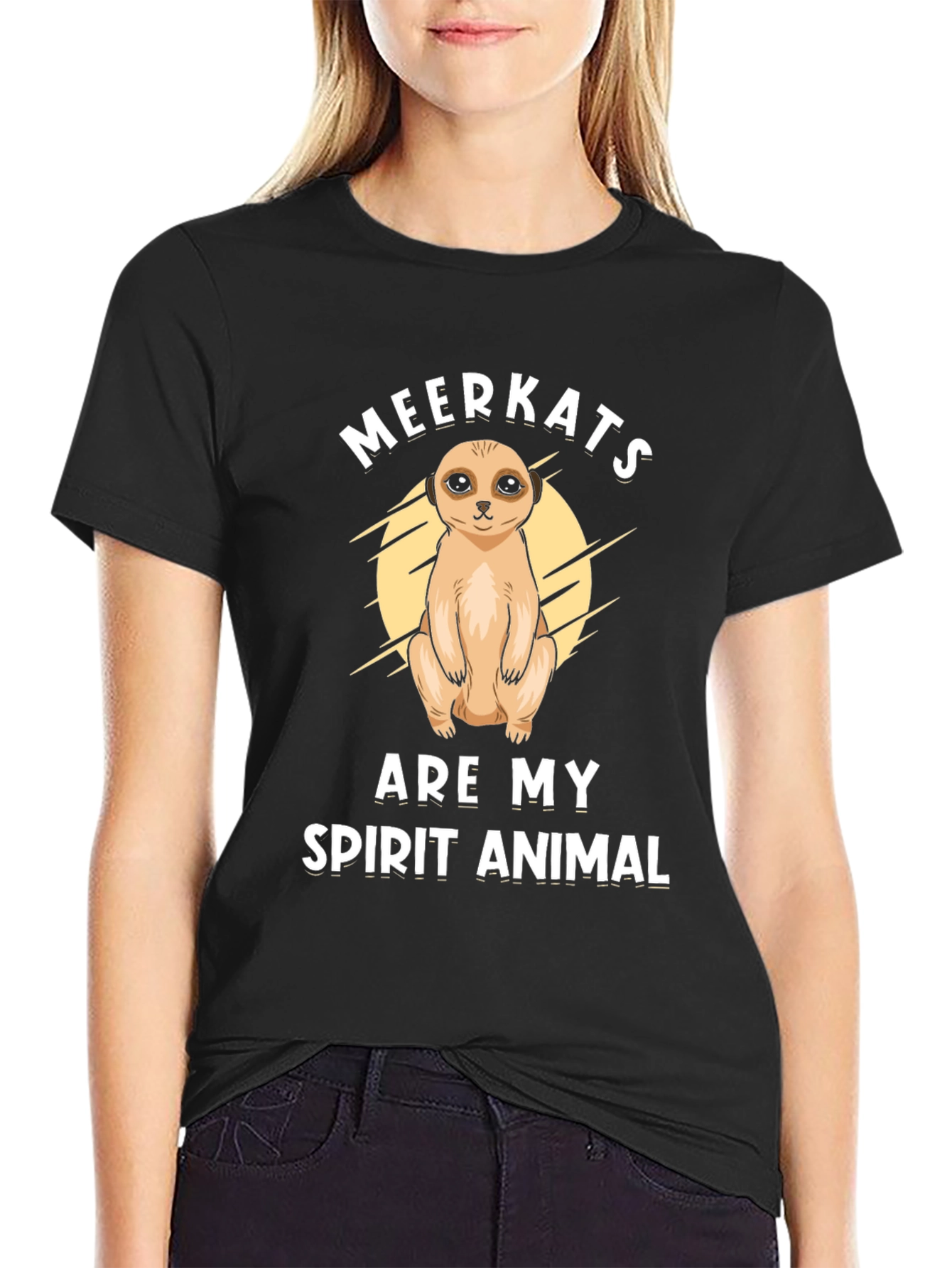 Black Meerkat Spirit Animal Graphic T-Shirt view 2