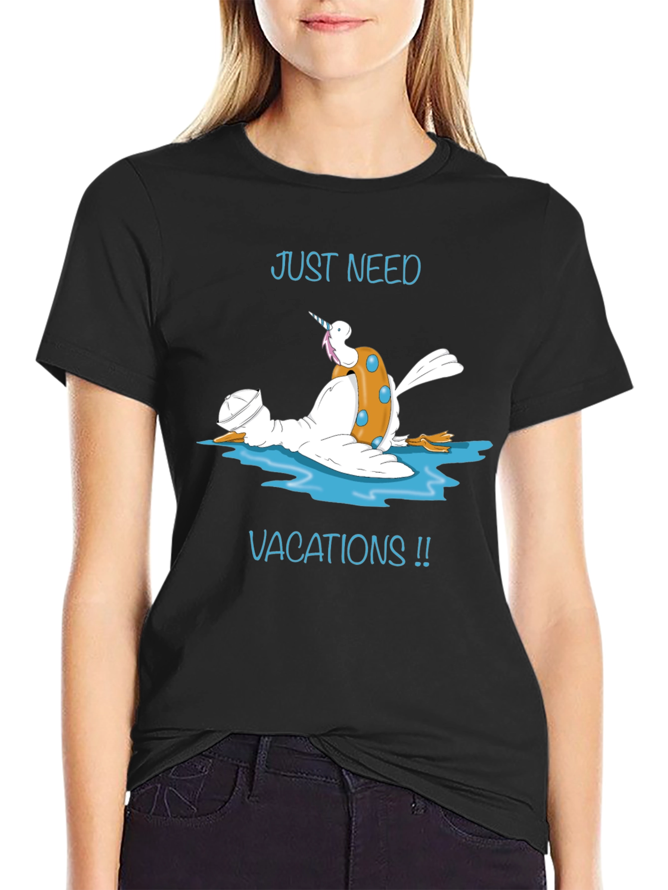 Black Just Need Vacations Duck T-Shirt view 2