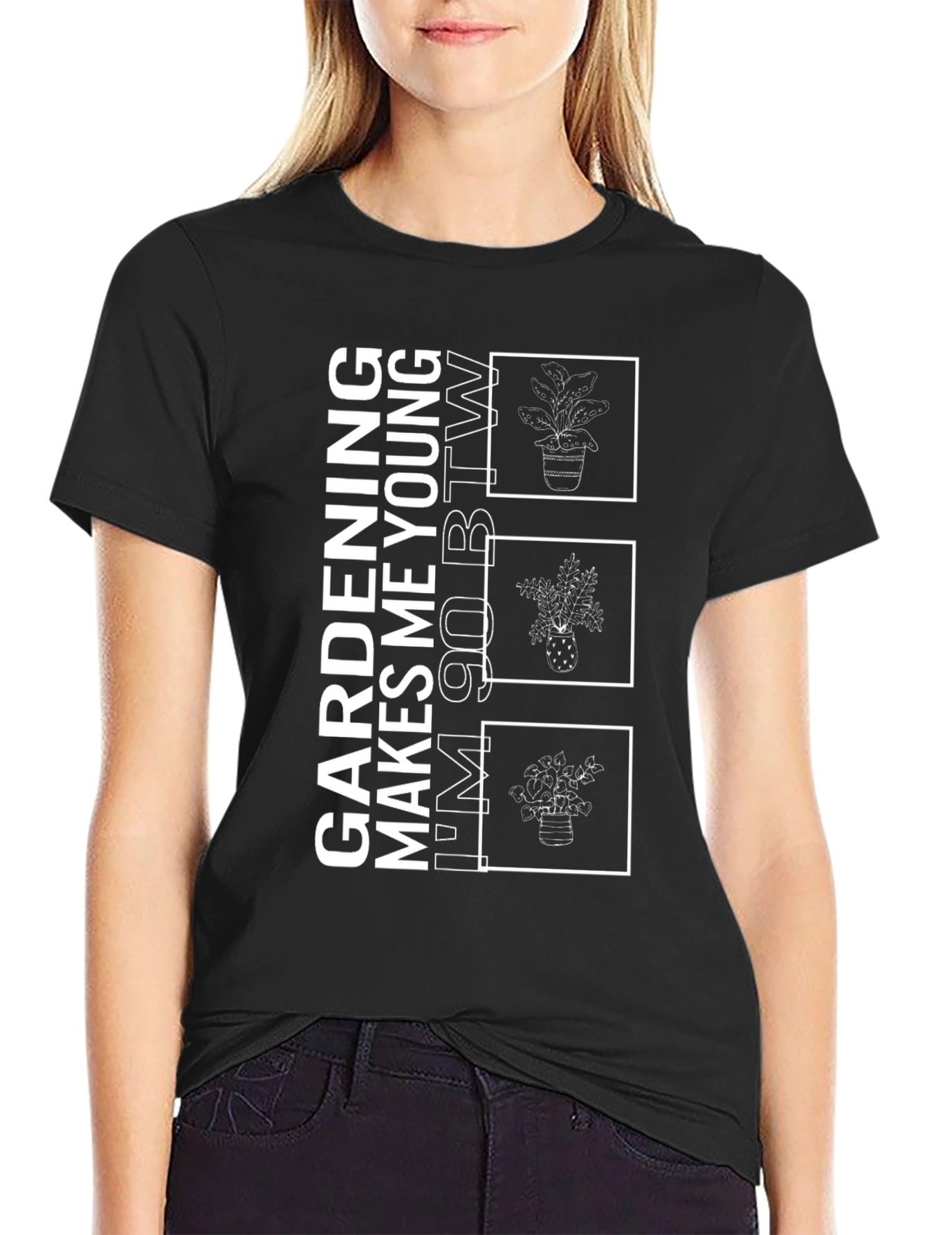 Black Gardening Makes Me Young T-Shirt view 2