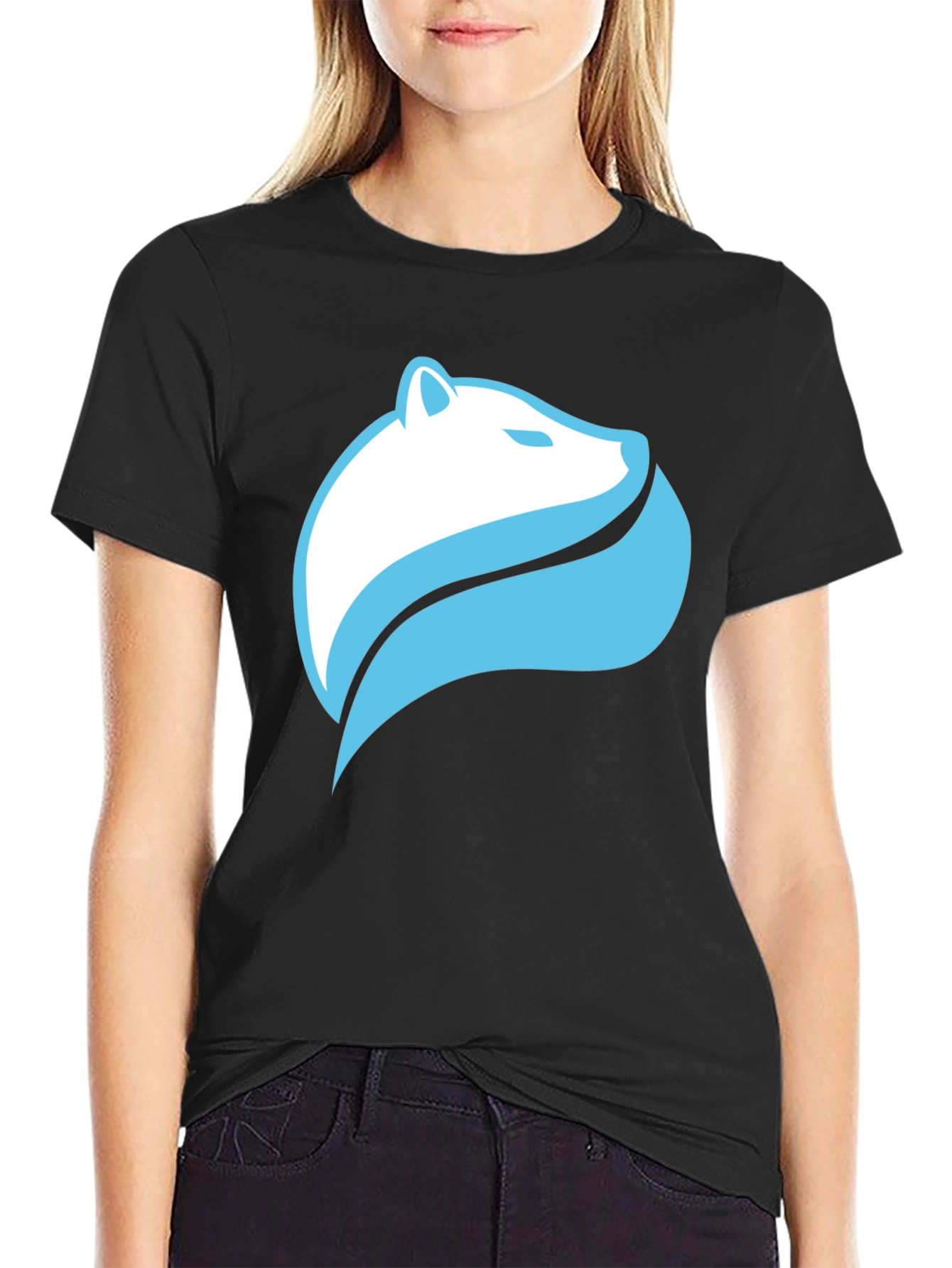 Black Cool Graphic Tee - Stylized Polar Bear Design view 2