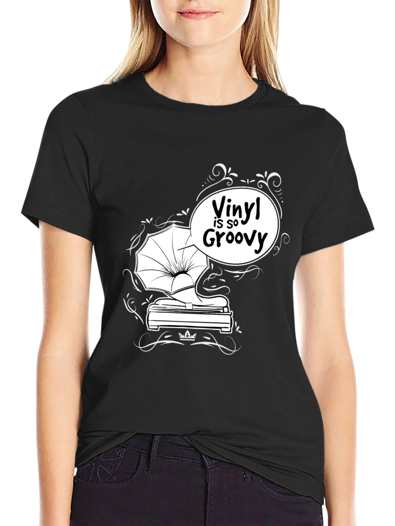 Black Vinyl is so Groovy T-Shirt - Retro Music Tee view 2
