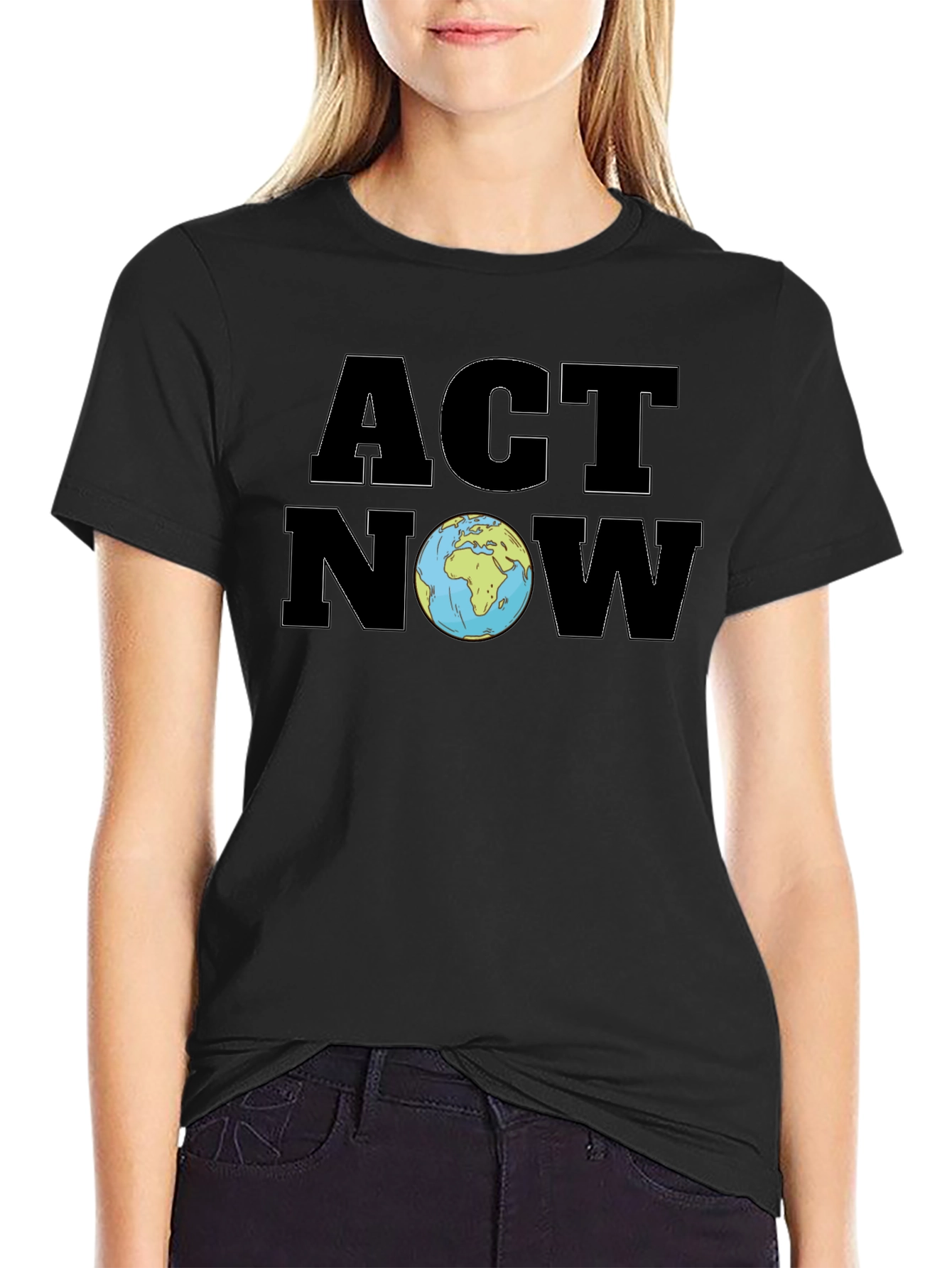 Black Act Now Earth T-Shirt view 2