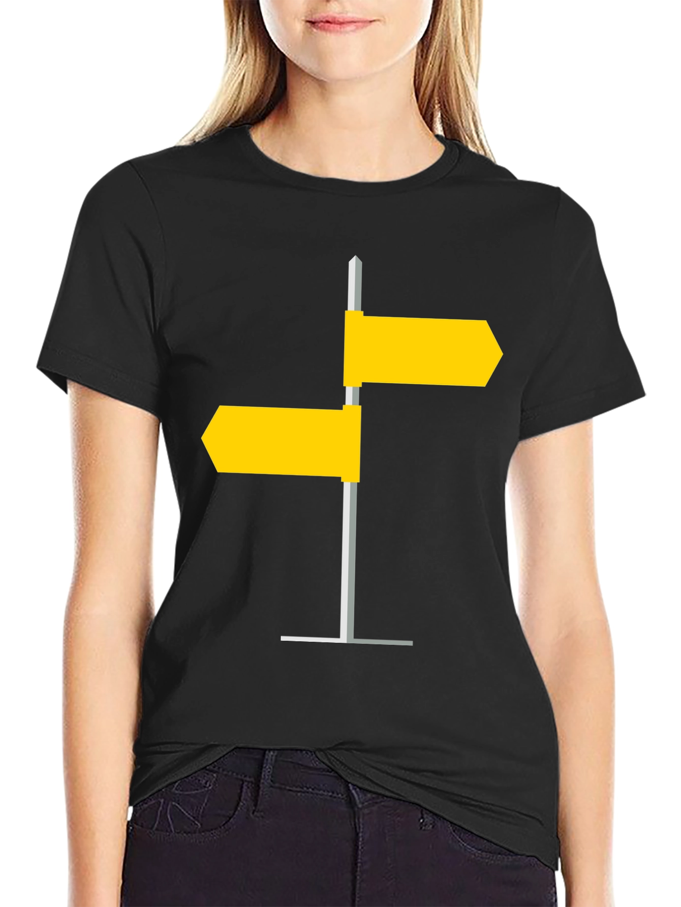 Black Directional Sign Post Graphic Tee - Modern Style view 2