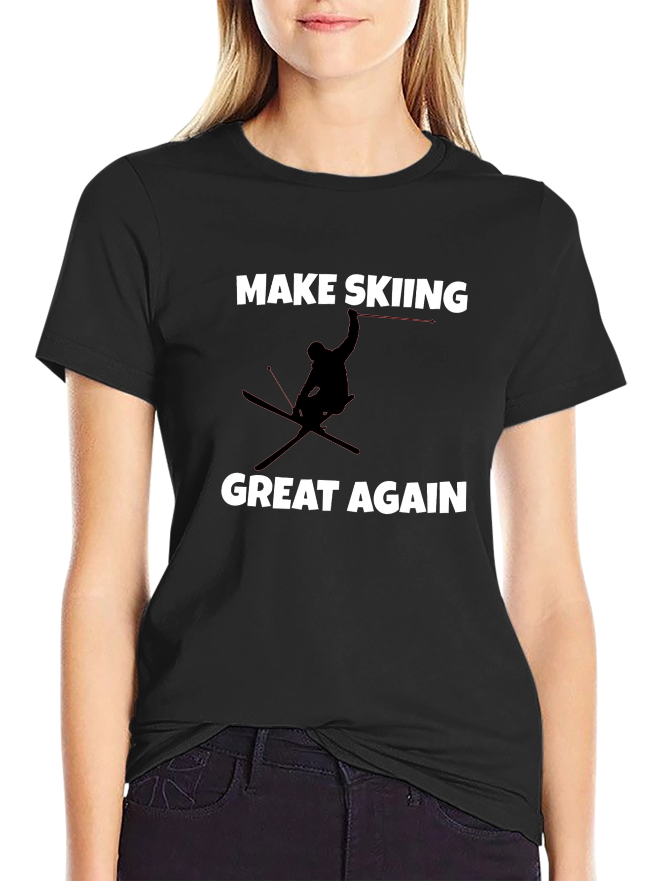Black Make Skiing Great Again Graphic Tee view 2