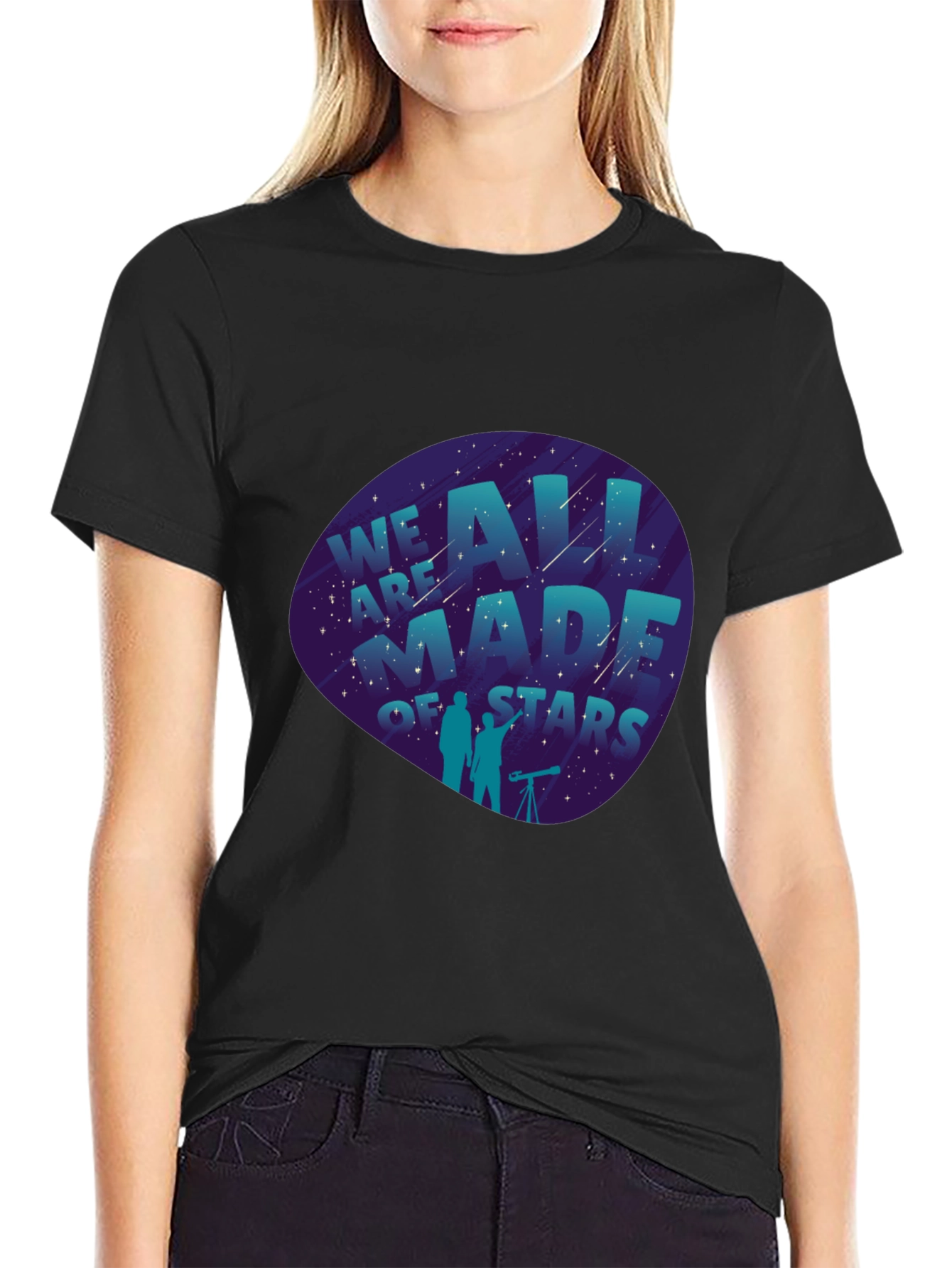 Black We Are All Made of Stars Graphic Tee - Black view 2