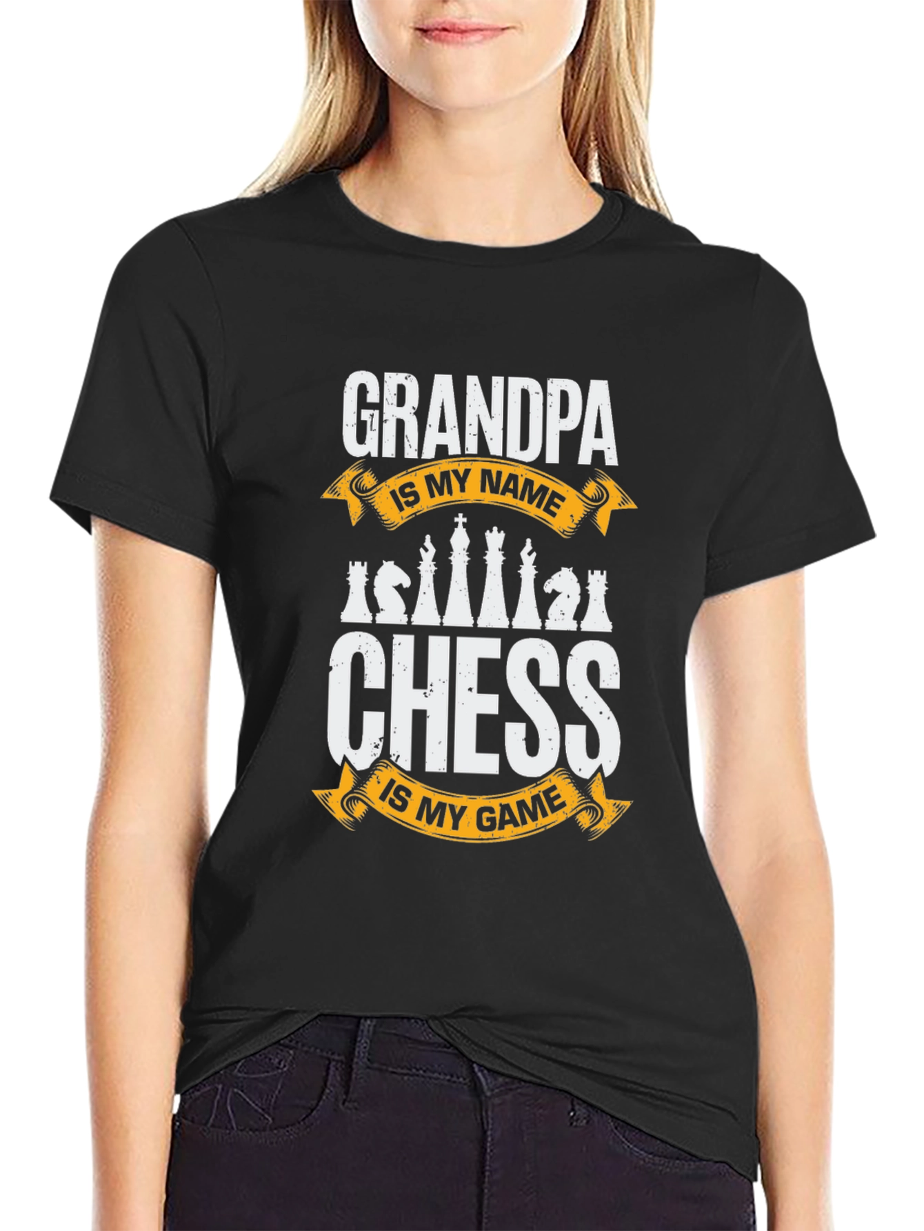 Black Grandpa Chess T-Shirt: Is My Name Is My Game view 2