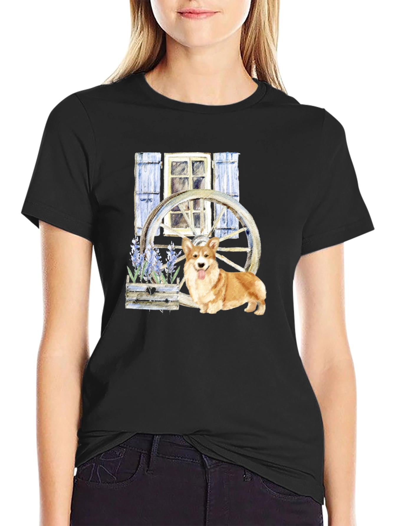 Black Corgi Wheel Window Tee view 2