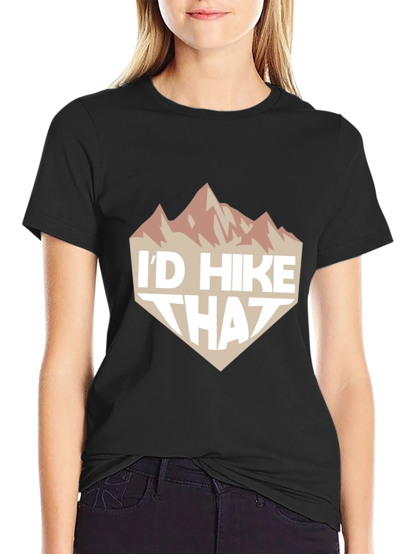 Black I'd Hike That Graphic Tee - Black Casual T-Shirt view 2
