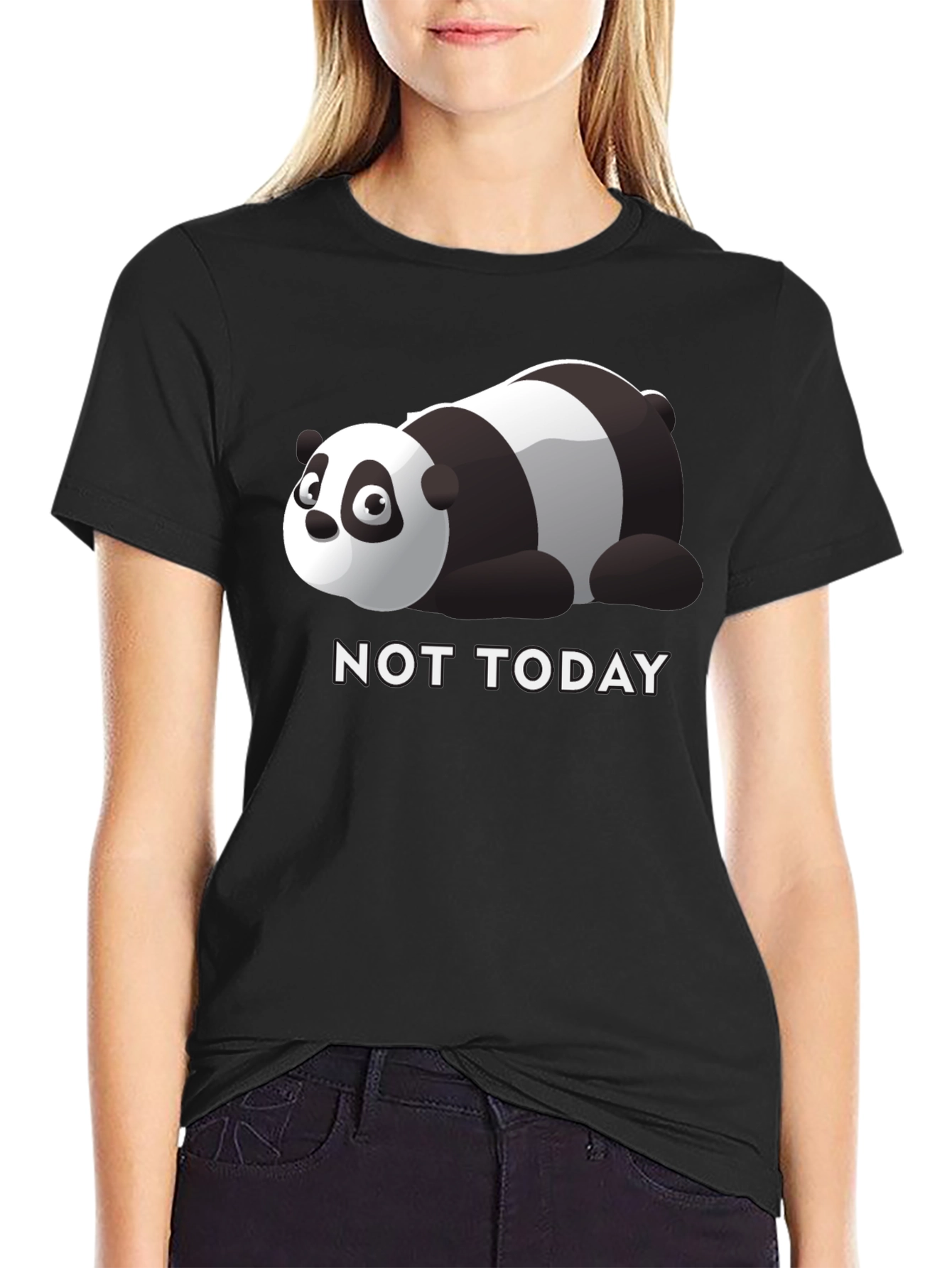 Black Lazy Panda 'Not Today' Graphic Tee view 2