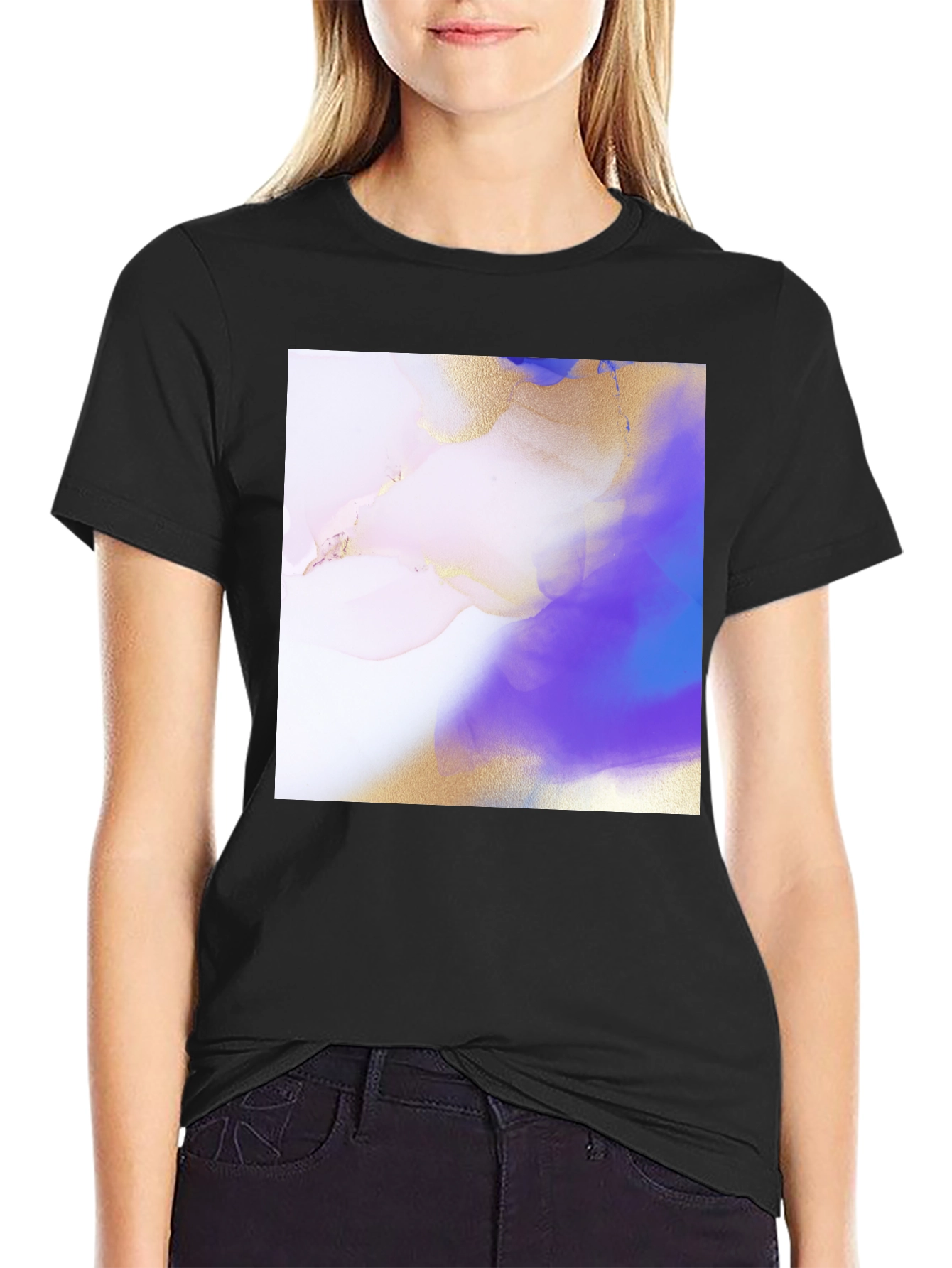 Black Abstract Art Black T-Shirt - Unique Design view 2
