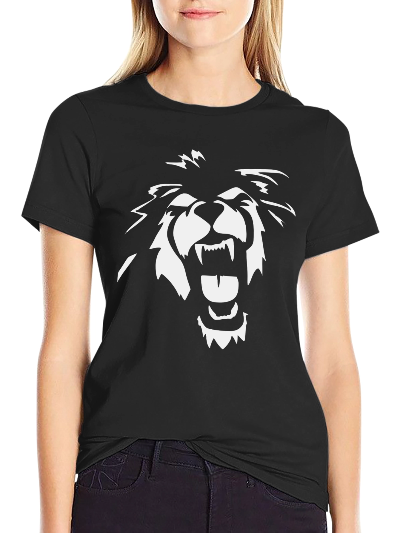 Black Black Graphic Tee - Roaring Lion Design view 2