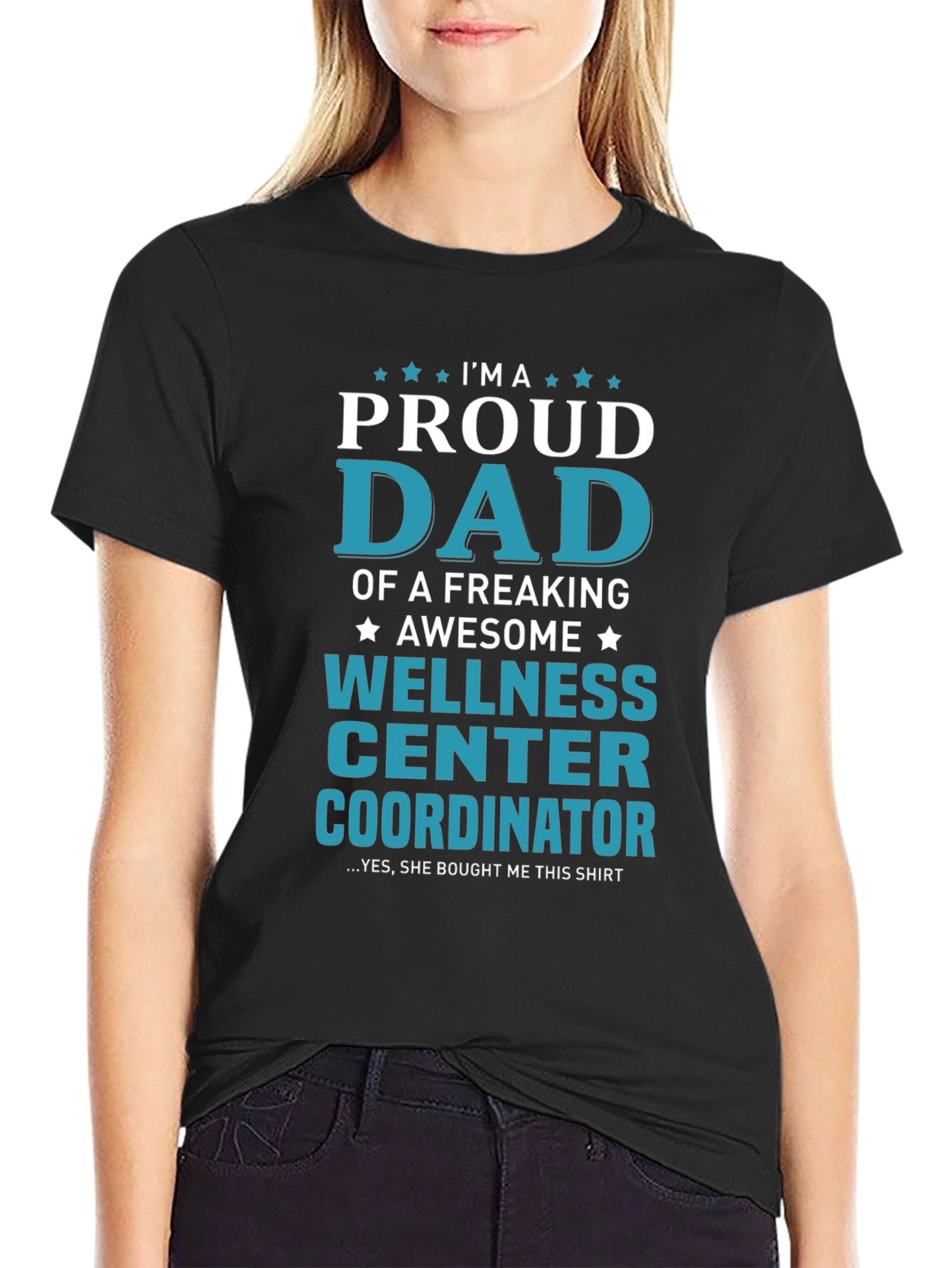 Black Proud Dad Wellness Center Coordinator T-Shirt view 2
