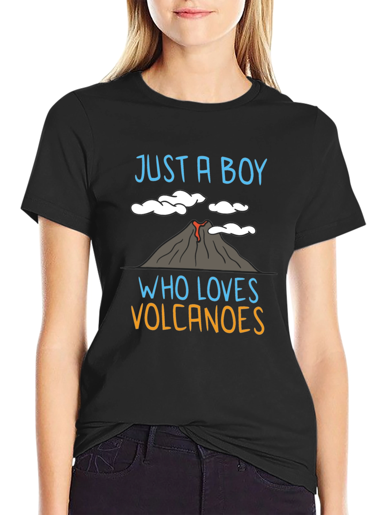 Black Boy Who Loves Volcanoes Graphic T-Shirt view 2