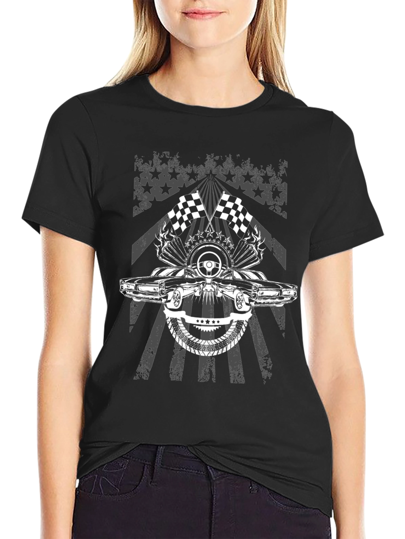 Black Racing Car Graphic Tee view 2