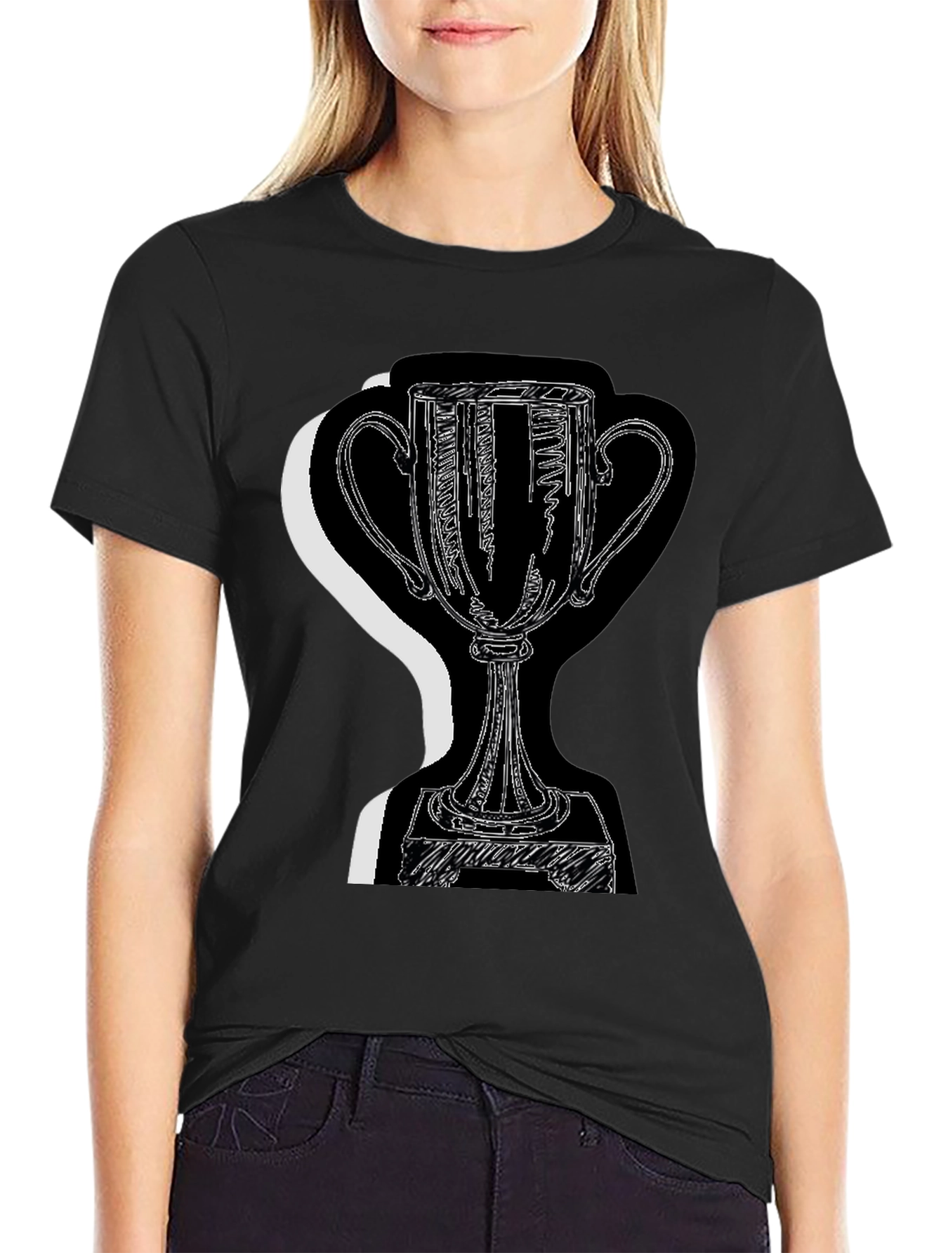 Black Trophy Graphic Tee - Black Cotton Blend view 2