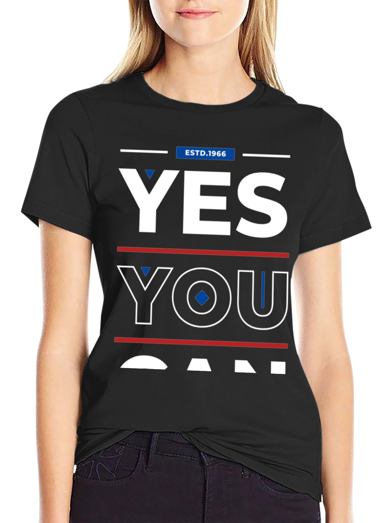 Black Yes You Can Graphic Tee - Est. 1966 - Mens T-Shirt view 2