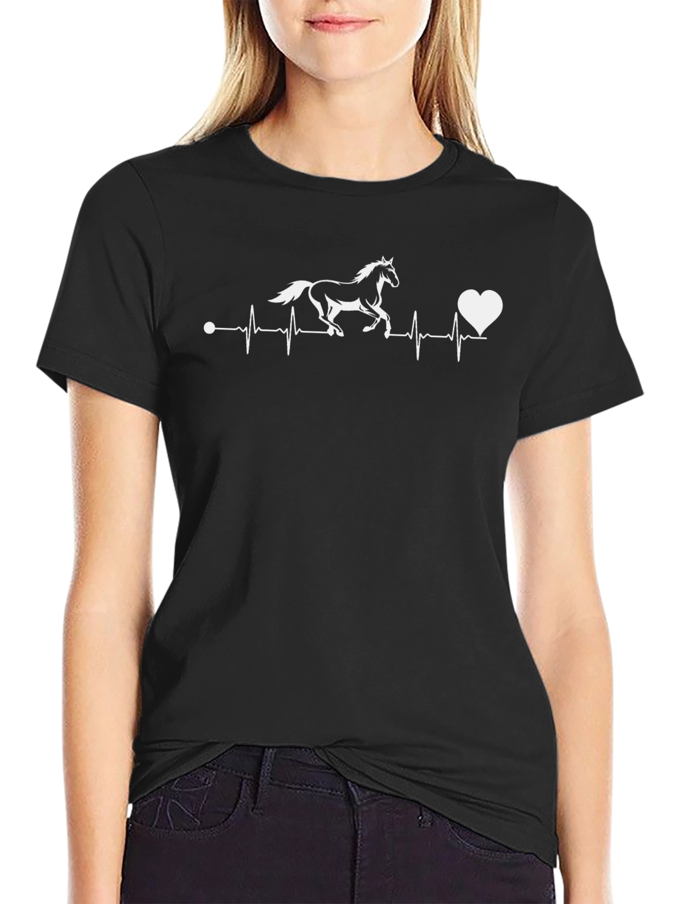 Black Horse Heartbeat Graphic Tee - Equestrian Love view 2
