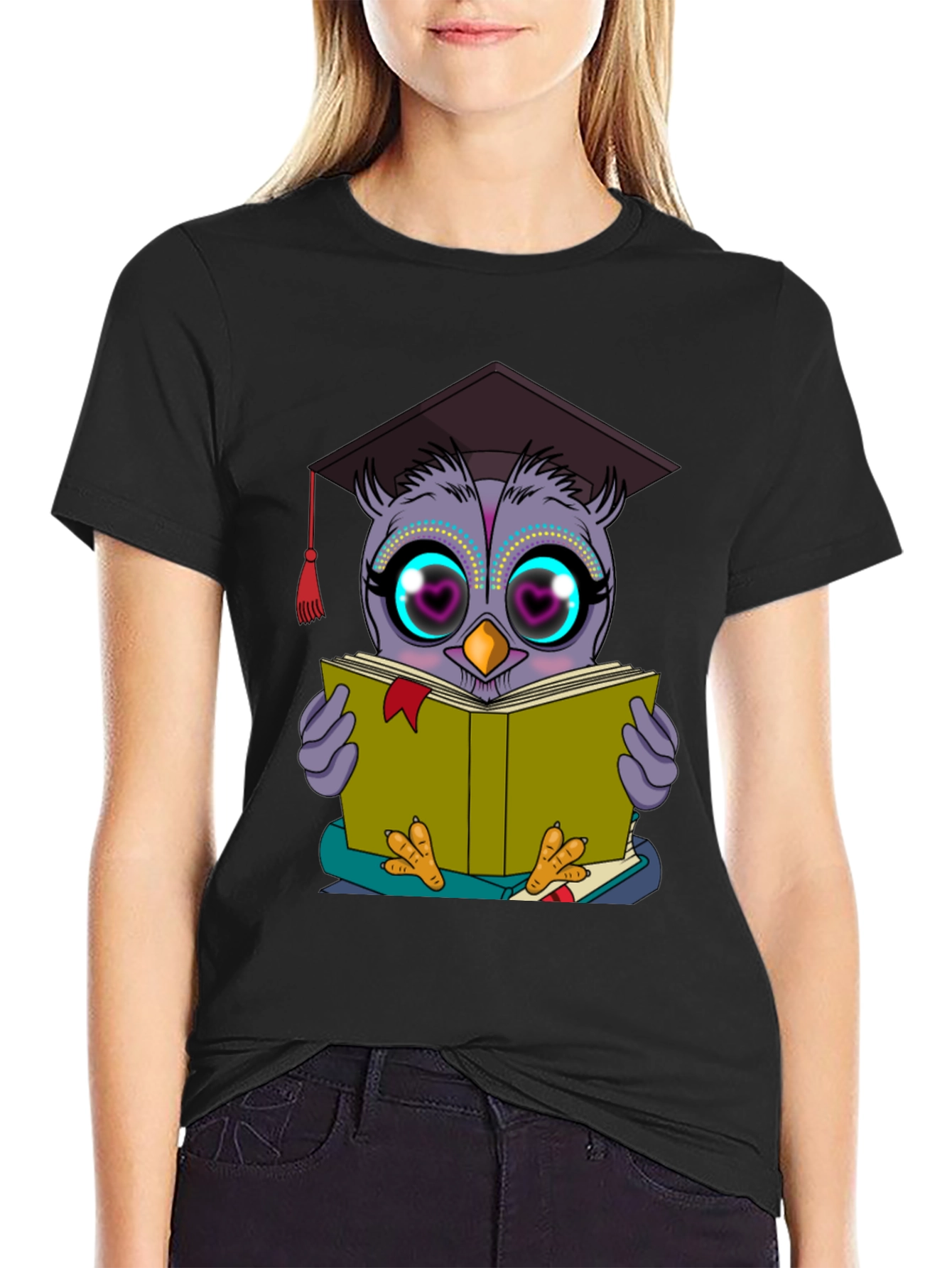 Black Owl Graduate T-Shirt Funny Bookworm Shirt view 2