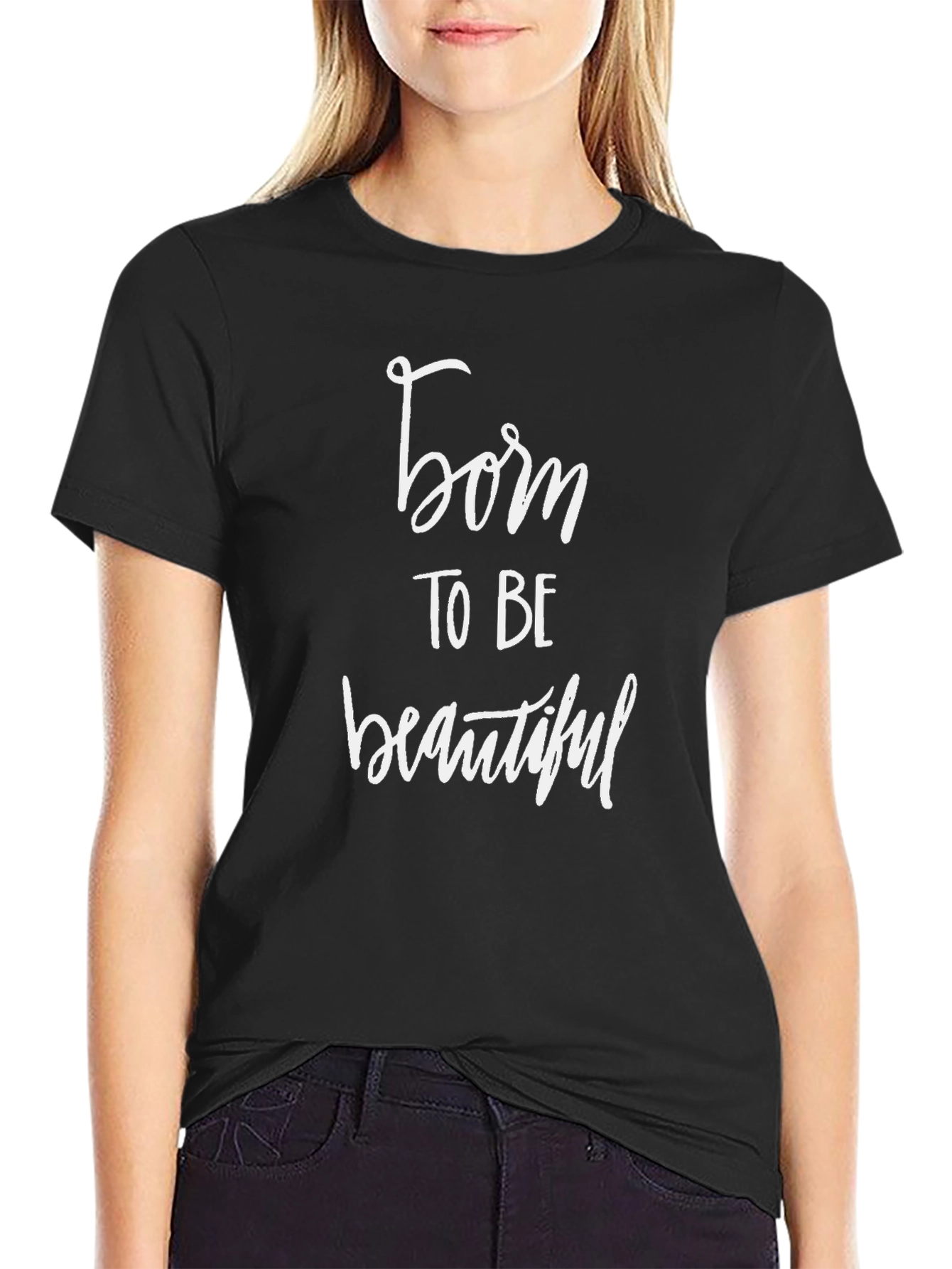Black Born To Be Beautiful Graphic Tee view 2