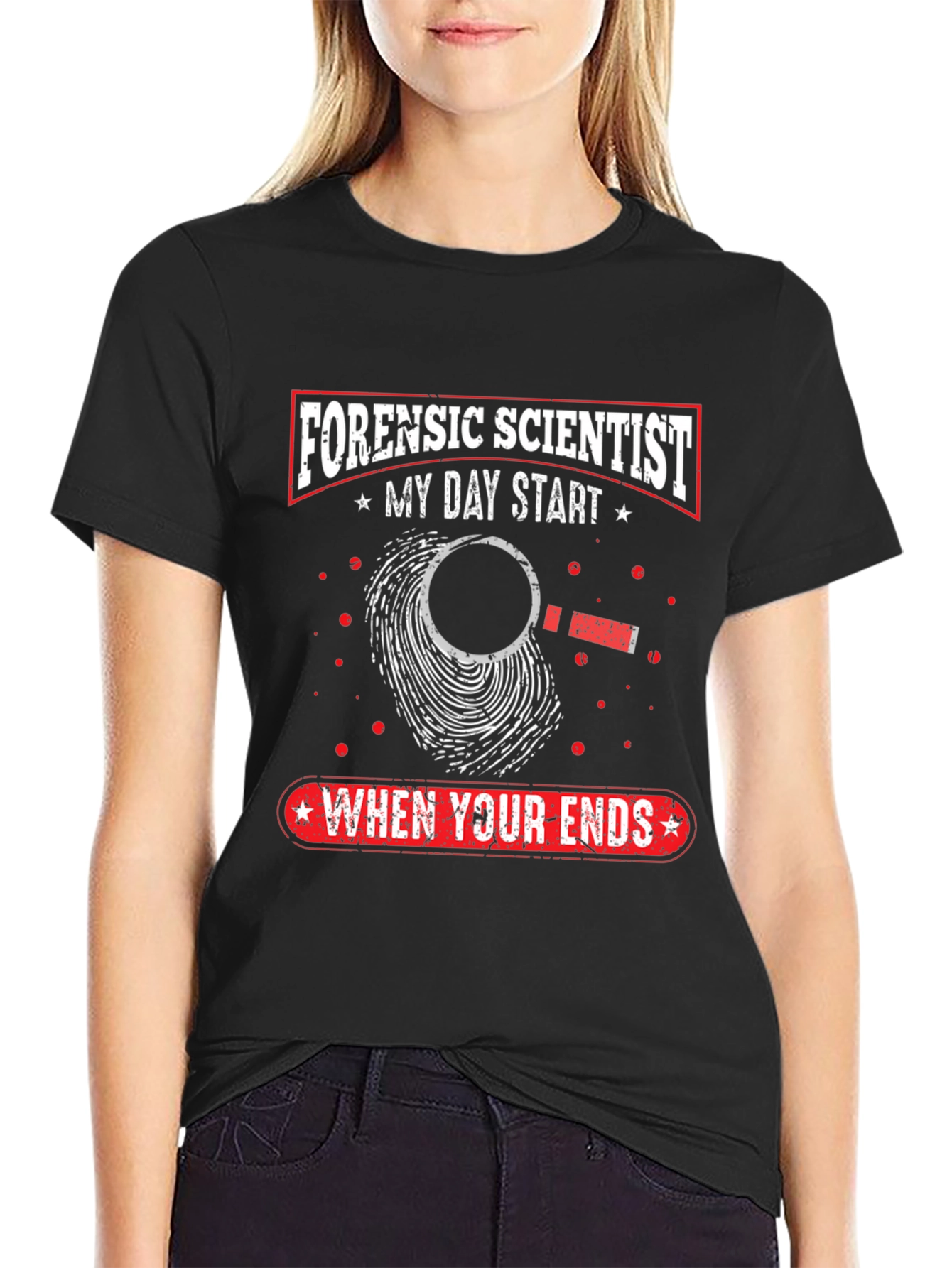 Black Forensic Scientist T-Shirt - Crime Scene Investigator view 2