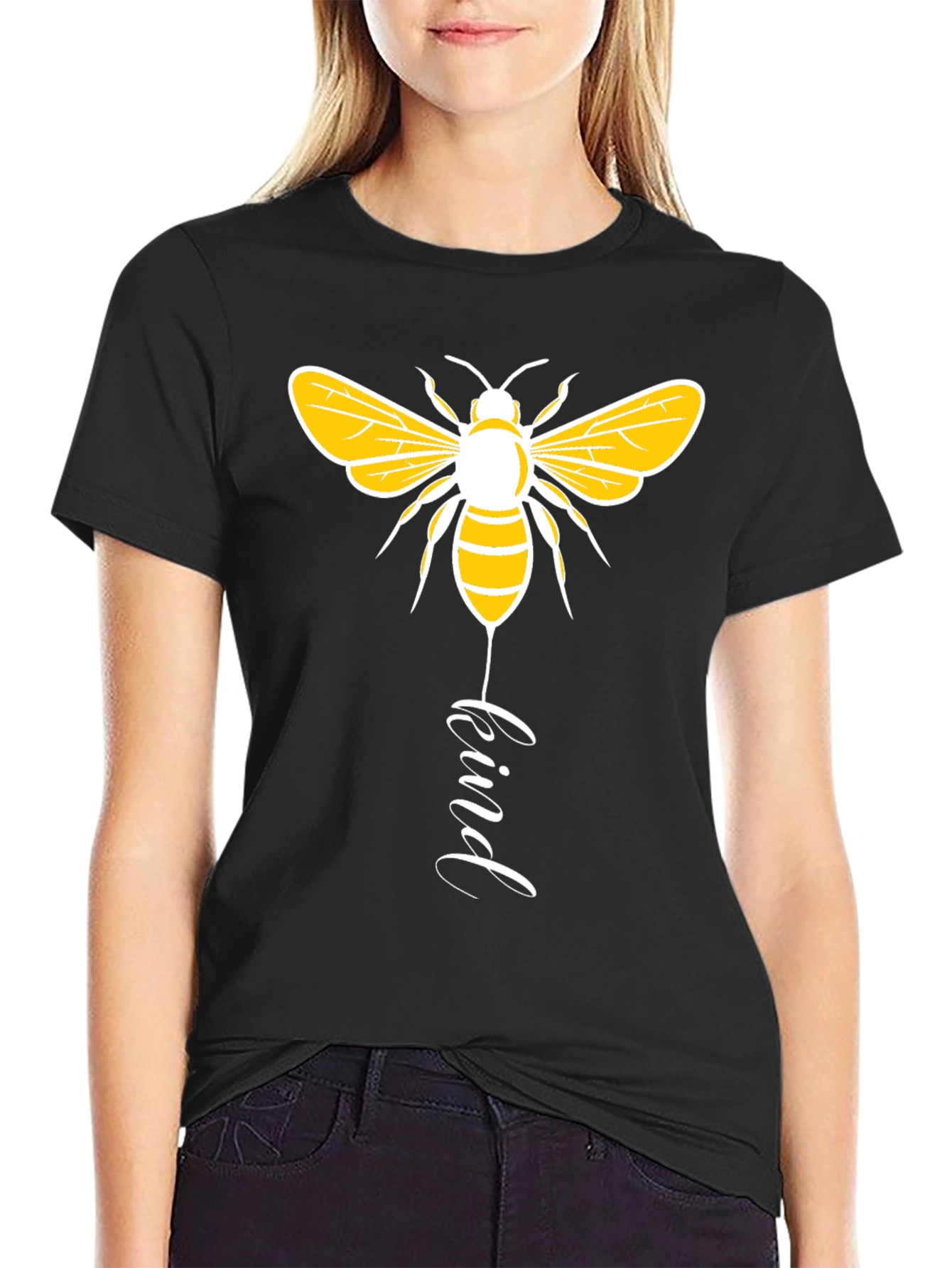 Black Bee Kind Graphic Tee - Trendy Black Shirt view 2