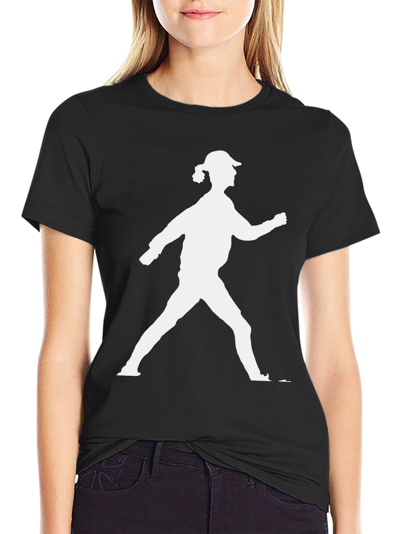 Black Silhouette Walker Graphic Tee - Black Unisex Shirt view 2