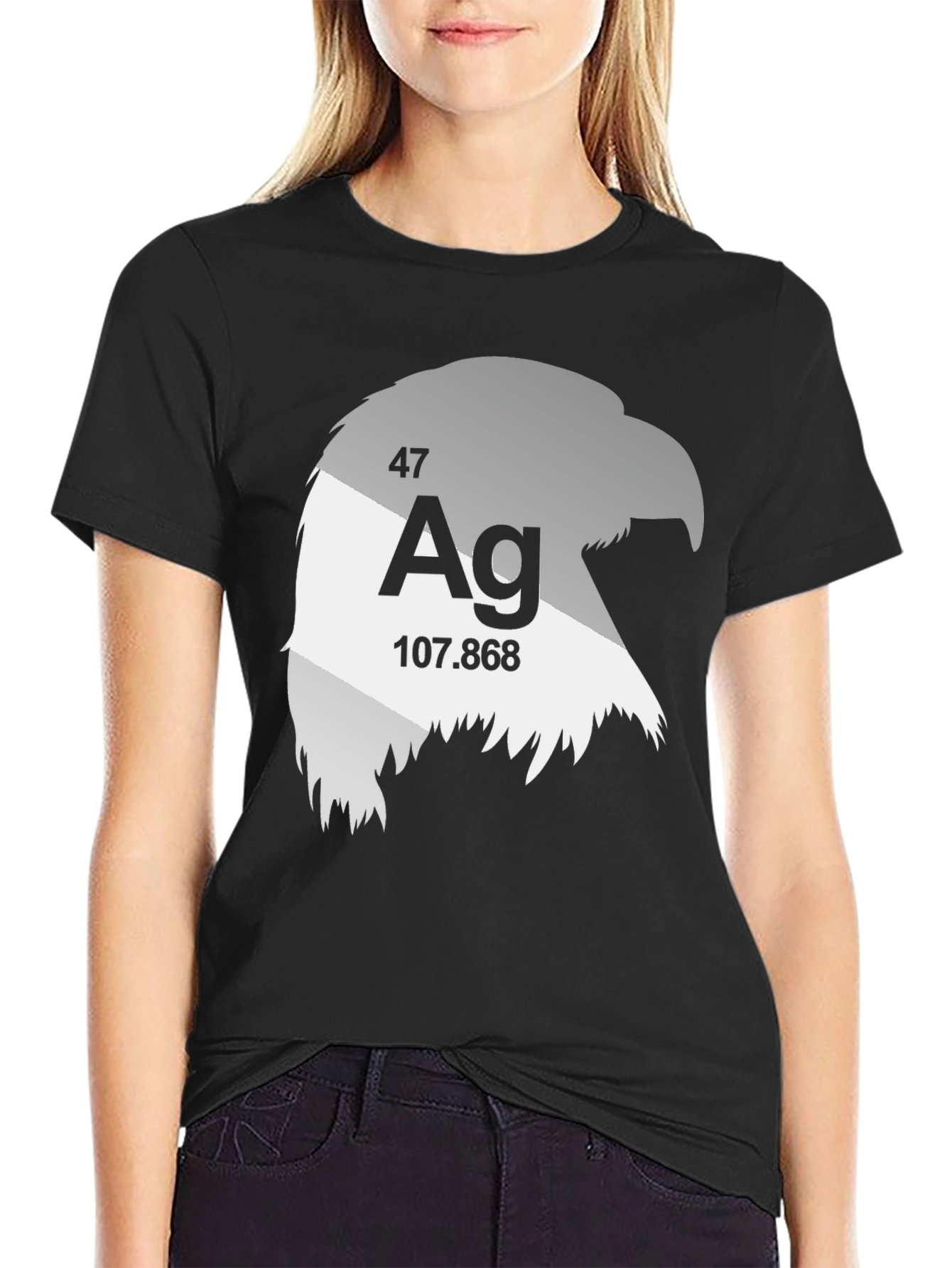 Black Silver Eagle Tee - Men's Science Inspired Graphic T-Shirt view 2