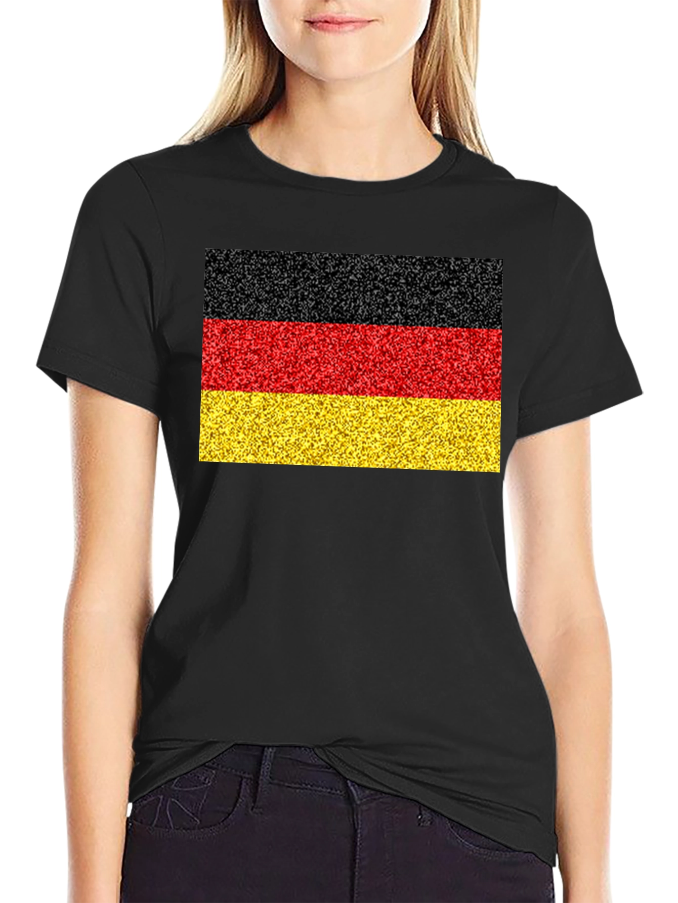 Black German Flag T-Shirt - Black Cotton Tee view 2