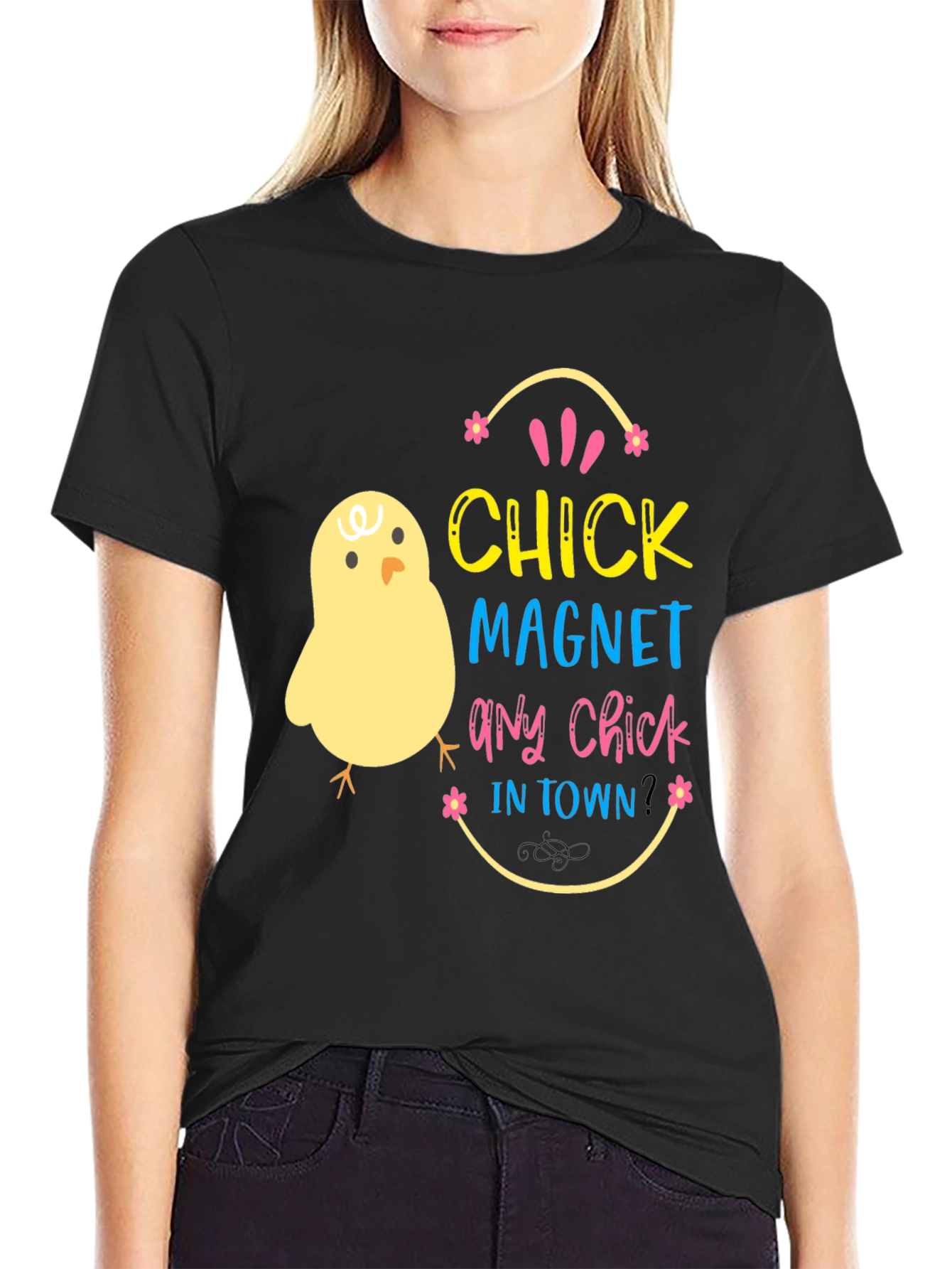 Black Chick Magnet T-Shirt - Easter Fun Apparel view 2