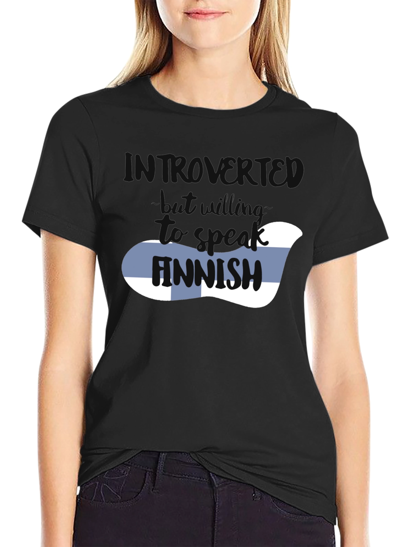Black Introvert Finnish T-Shirt - Funny Graphic Tee view 2