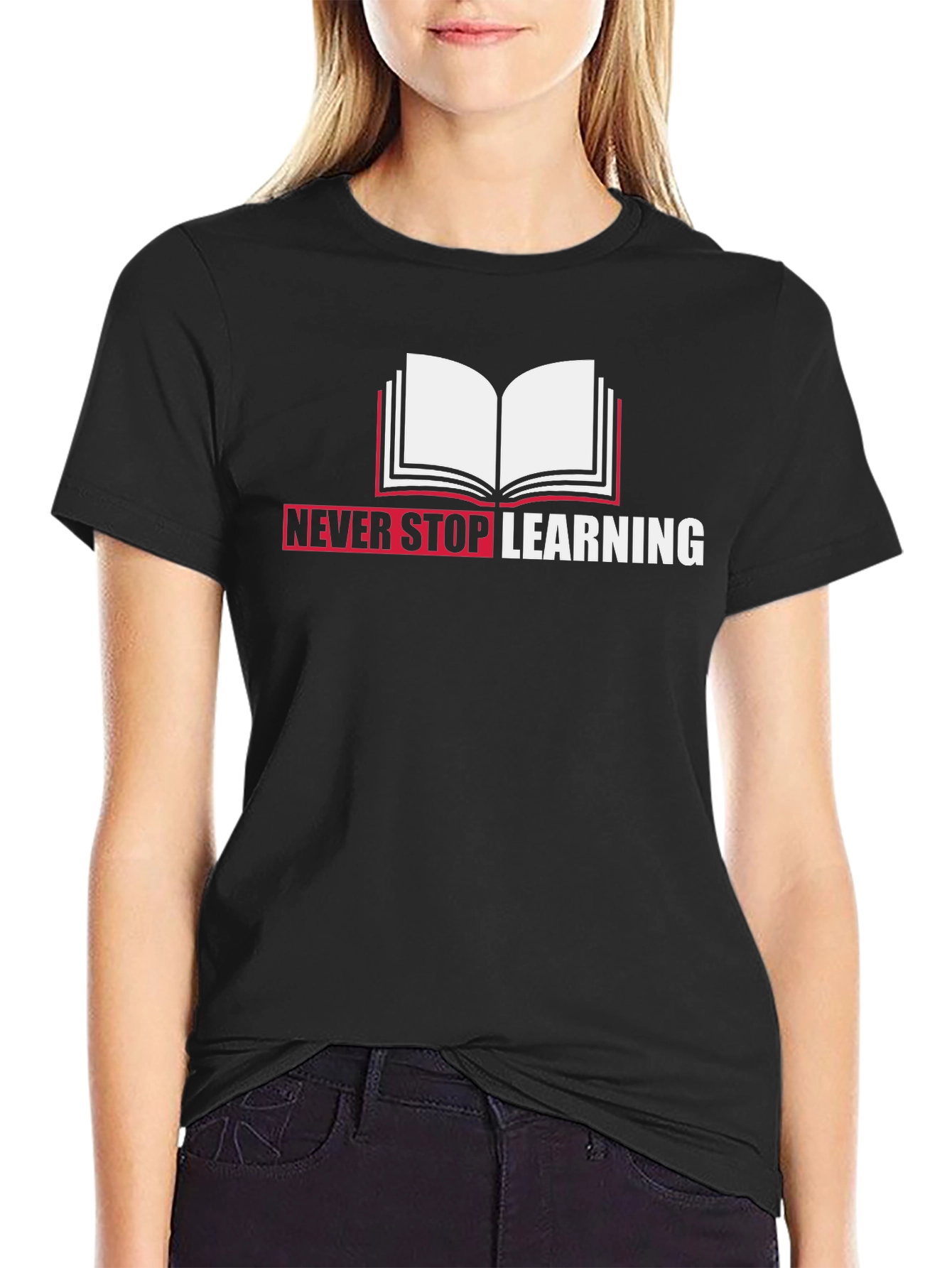 Black Never Stop Learning Graphic Tee view 2