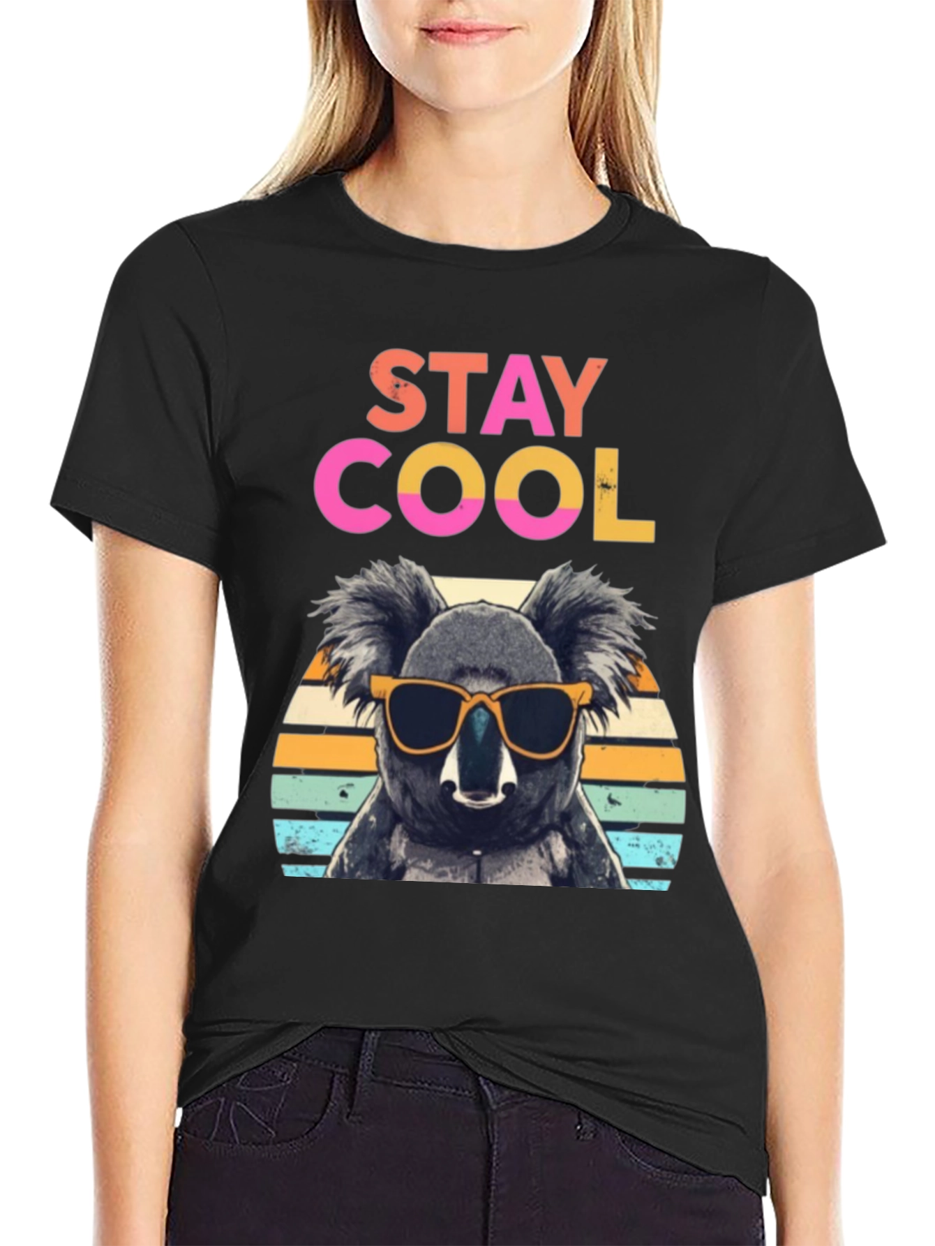 Black Stay Cool Koala Graphic Tee - Trendy Comfort view 2