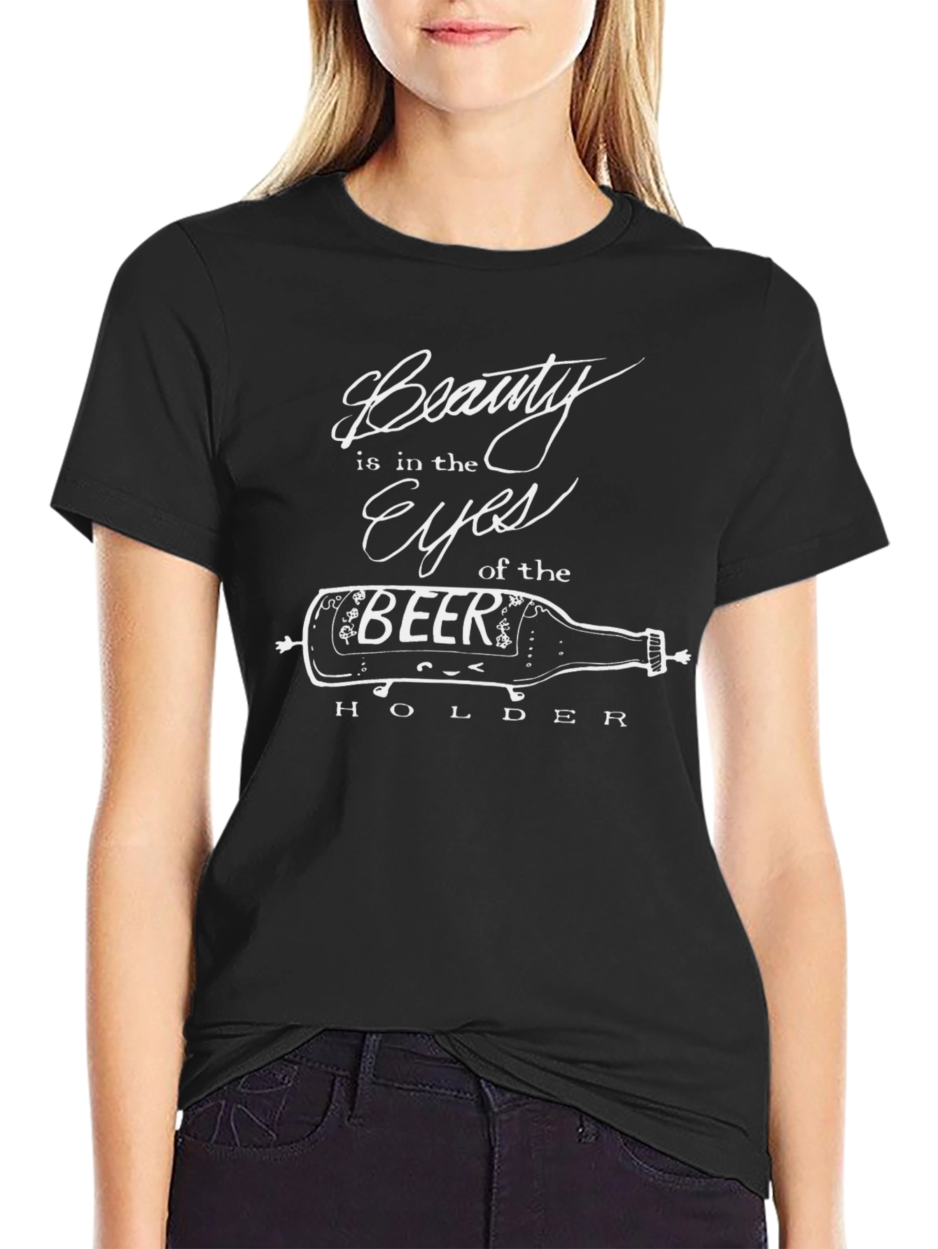 Black Beer Holder Graphic Tee - Beauty is in the Eye view 2
